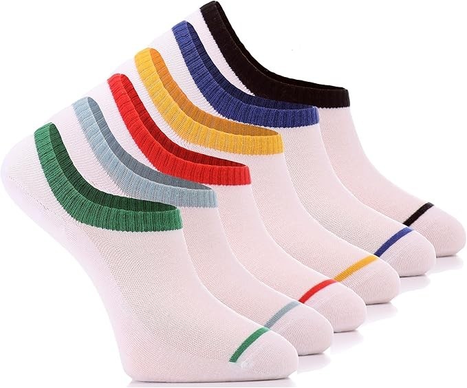 MEN Invisible No-Show COTTON Socks, MEDIUM, MULTI-COLOR, Casual, 6 Pair