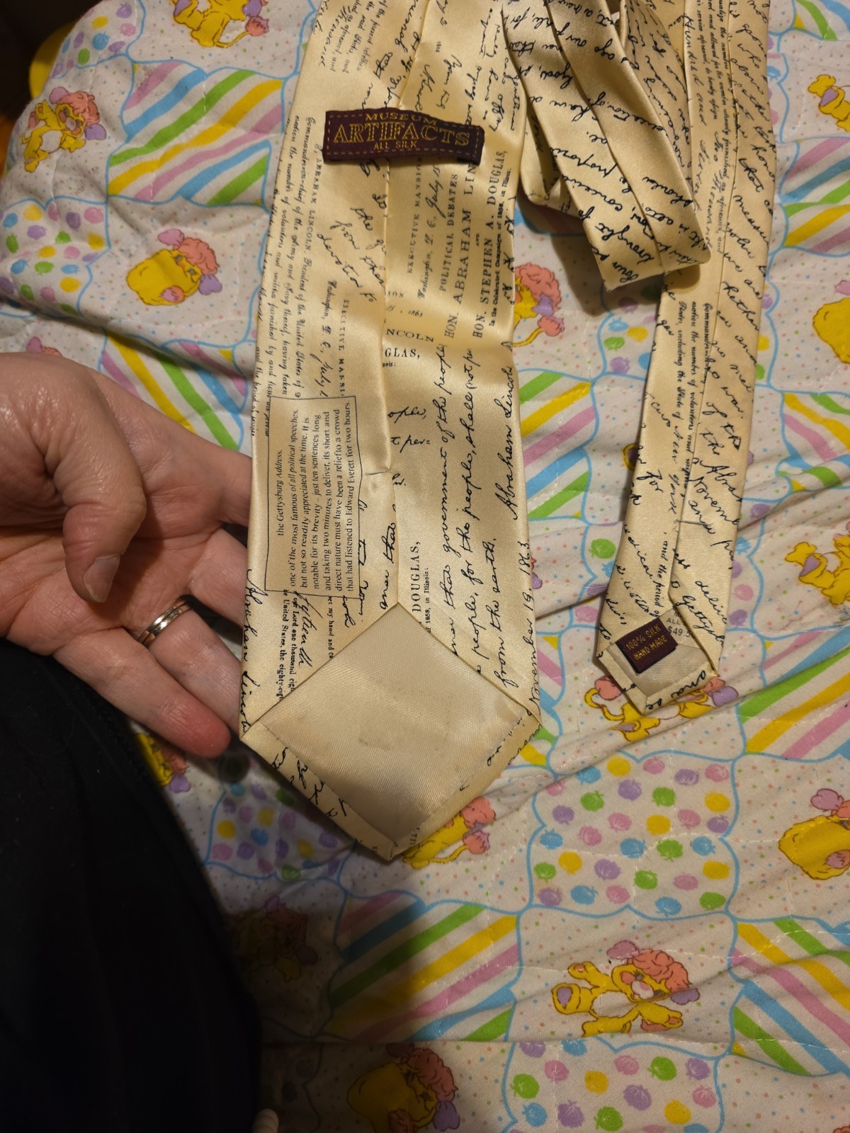 Museum Artifacts Tie 100% Silk Abraham Lincoln U.S. President 1863 Patriotic