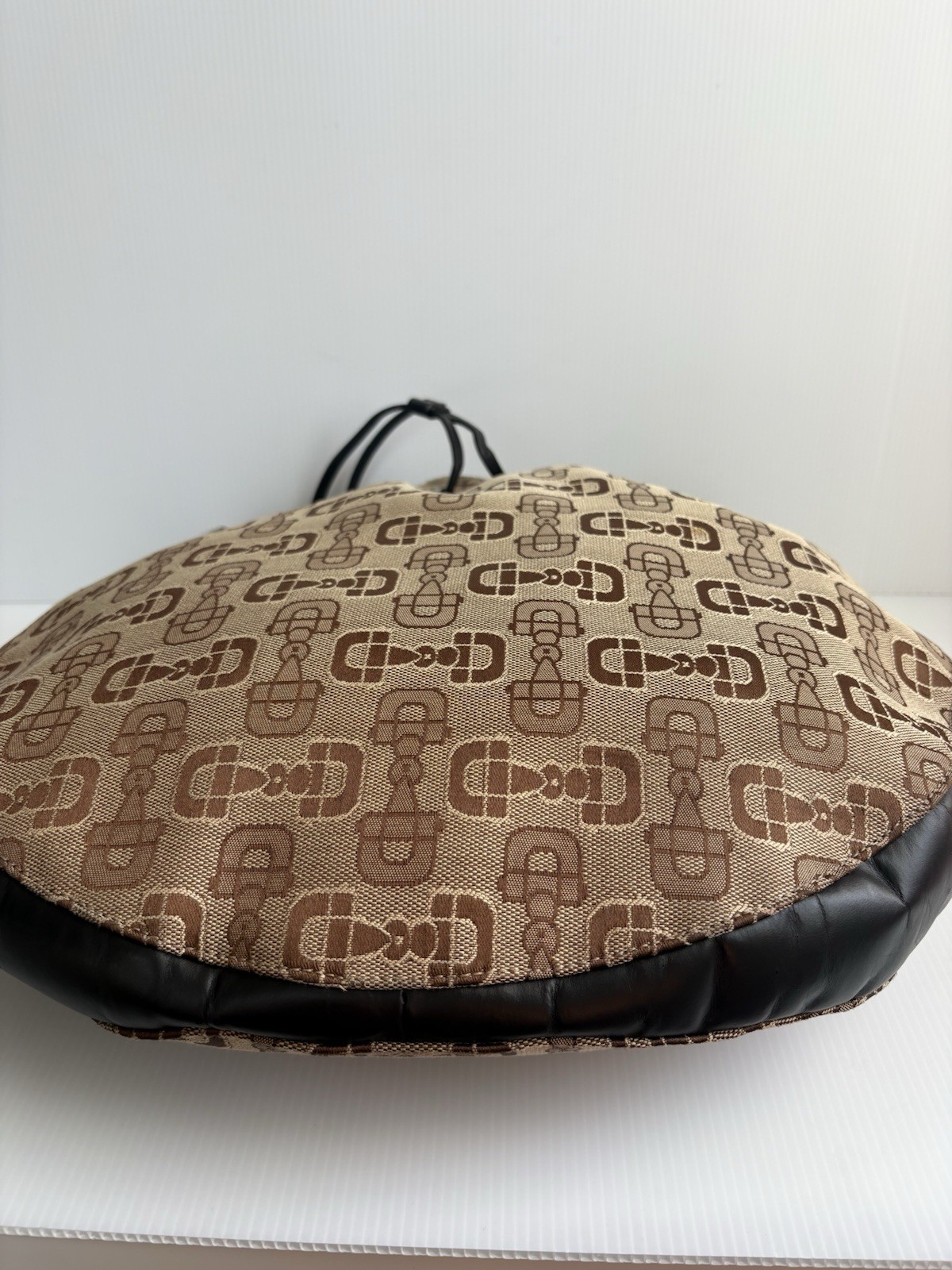 Gucci Horsebit Hobo Bag Canvas/Leather Large Tote EUC 506631