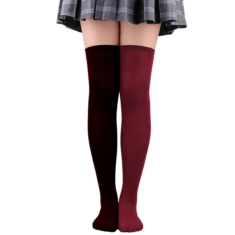 Soft Ladies Top Stay Up Extra Contrast Long Socks Thigh High Over the Knee Socks