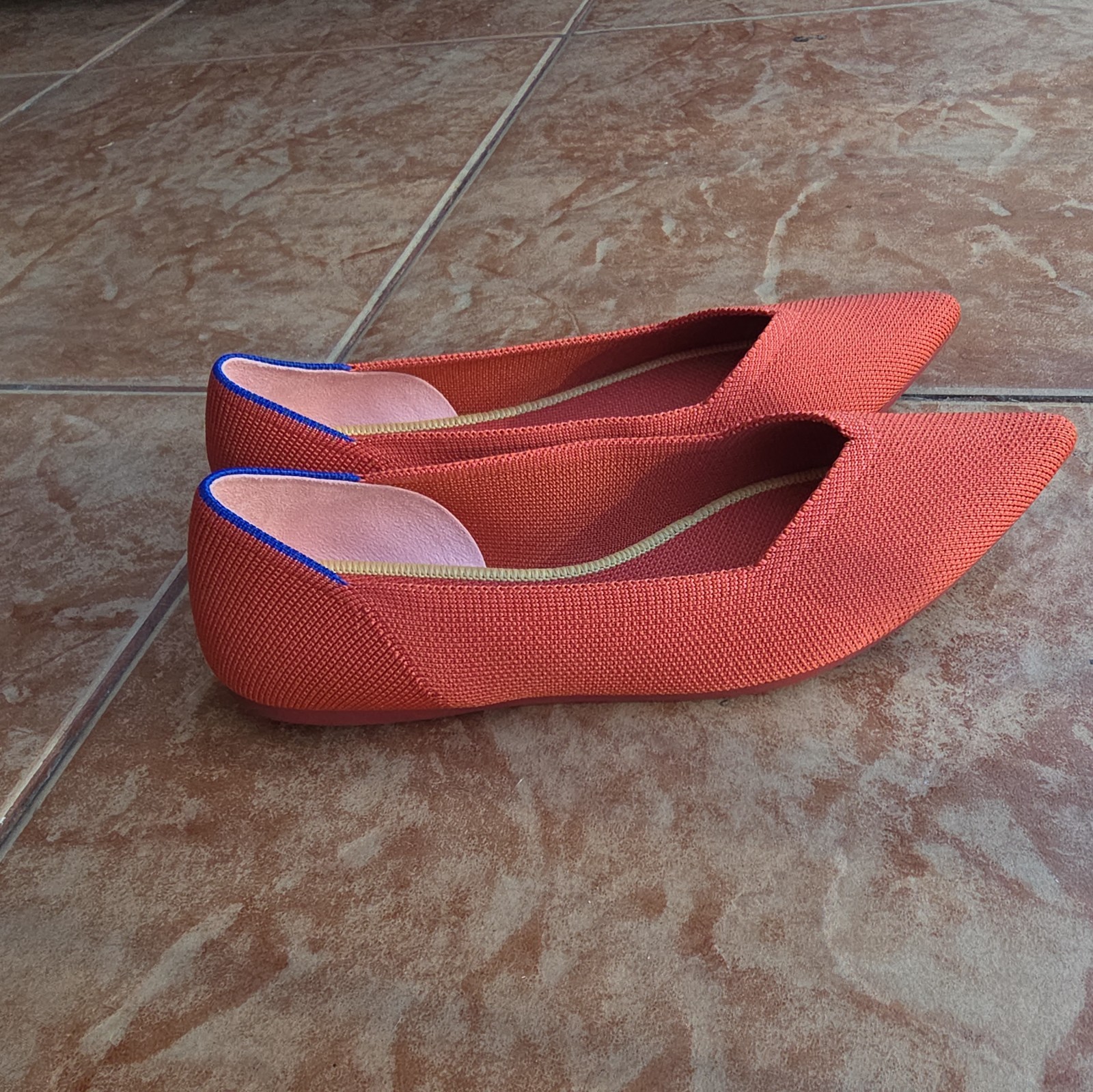 Rothy’s Point Copper Orange shoes flats NEW Size 8
