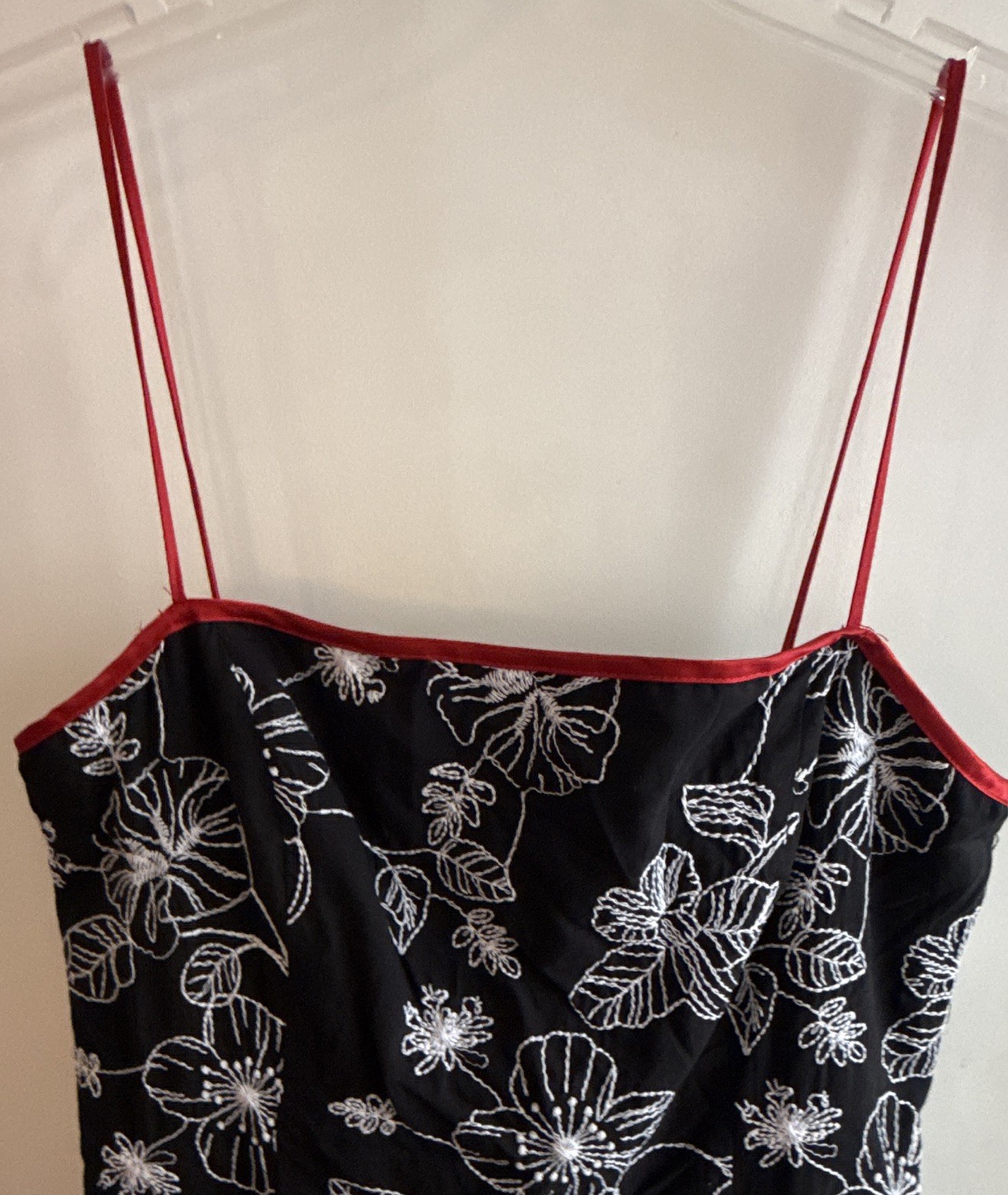 Seppin’ out Black Floral Chiffon Spaghetti Strap Fit & Flare Dress Sz L