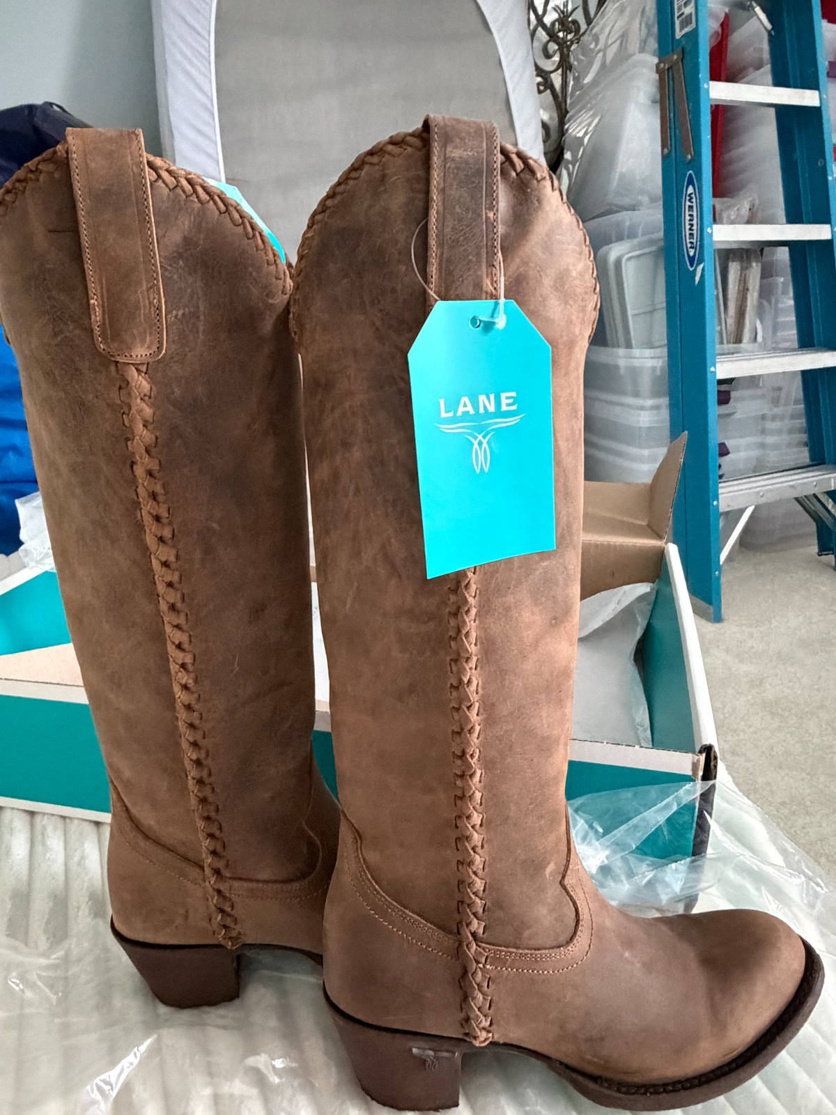 LANE Plain Jane (PJ) Brown 100% Leather Western Boots 7.0