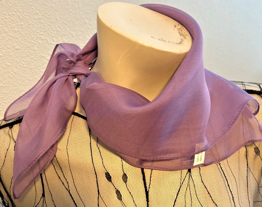NEW 20 x 21 In. Small Sq. Lavender Solid Color 100% Mulberry Silk Scarf- SS 1035