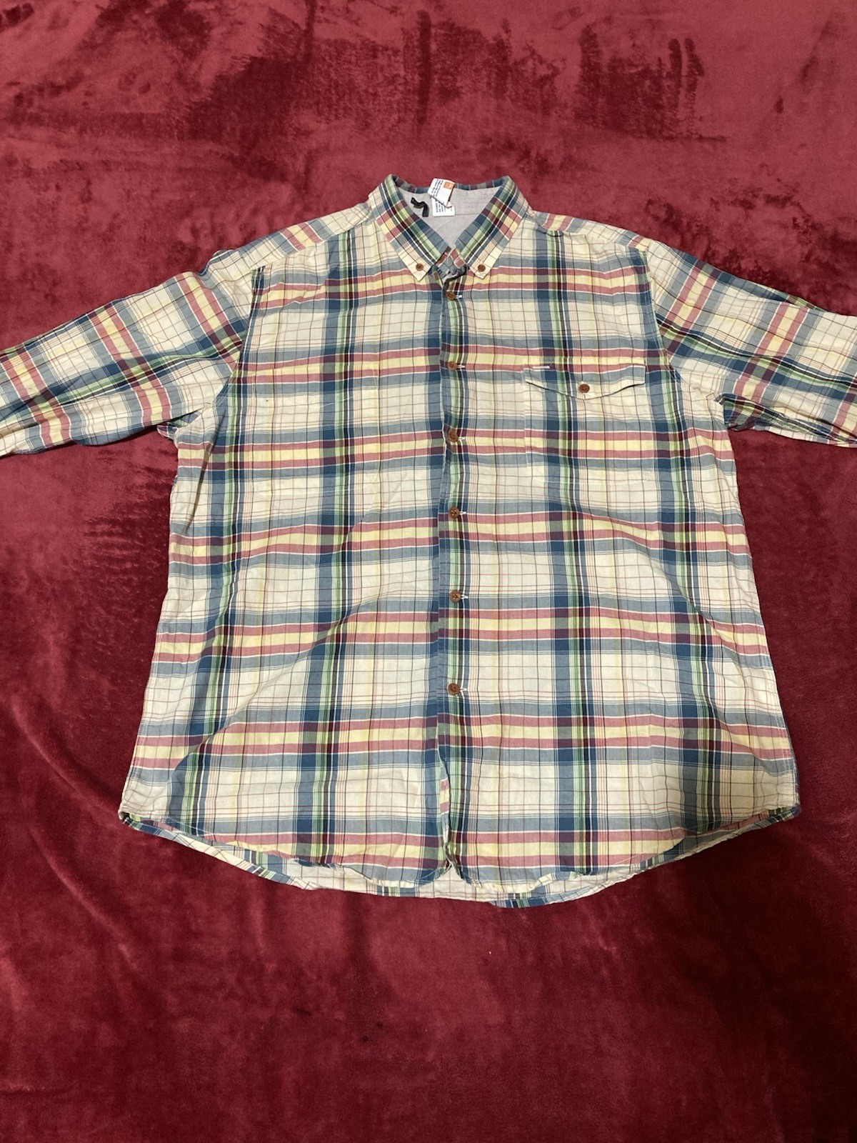 Ben Sherman Plectrum XXL Beige Plaid Long Sleeve Button Up 24in Pit To Pit