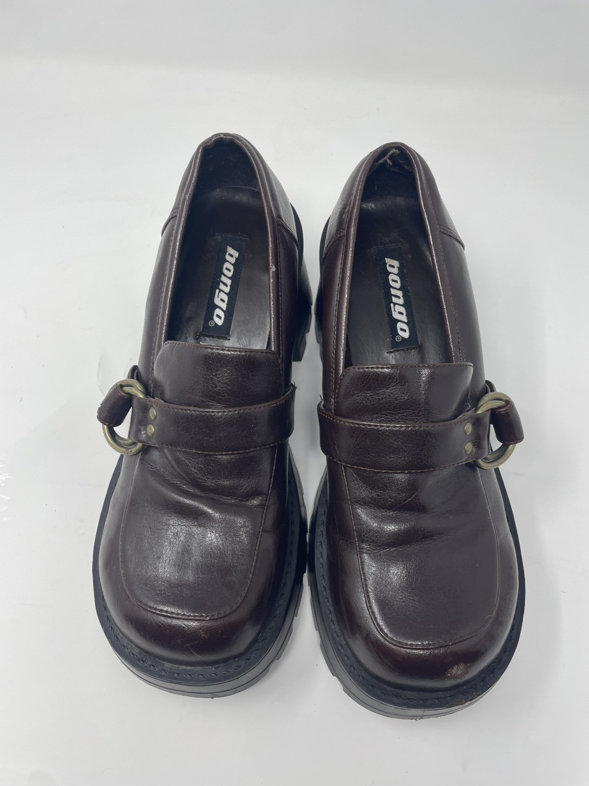 BONGO Women’s Dark Brown Chunky Heeled Platform Loafers SIZE 8.5