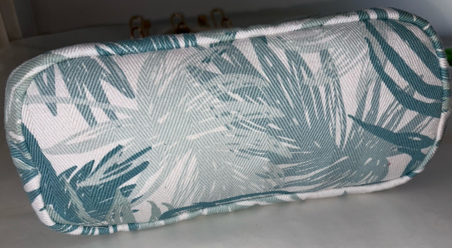 West Loop Tote Bag Tropical Palm Leaf Leaves Rope Handles Durable Fabric Teal Wh