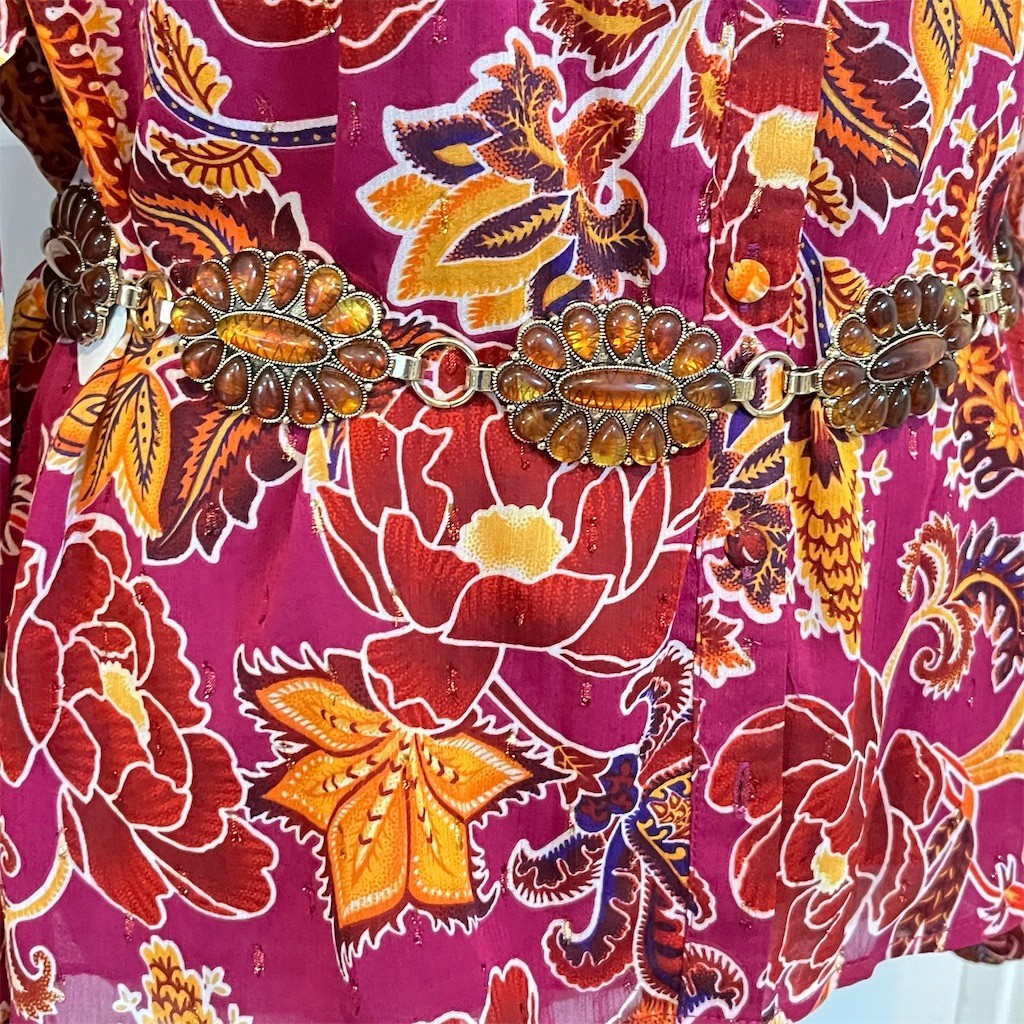 Gold Boho Cowgirl Concho Cabochon Western Chain Belt Rodeo Hippie Festival