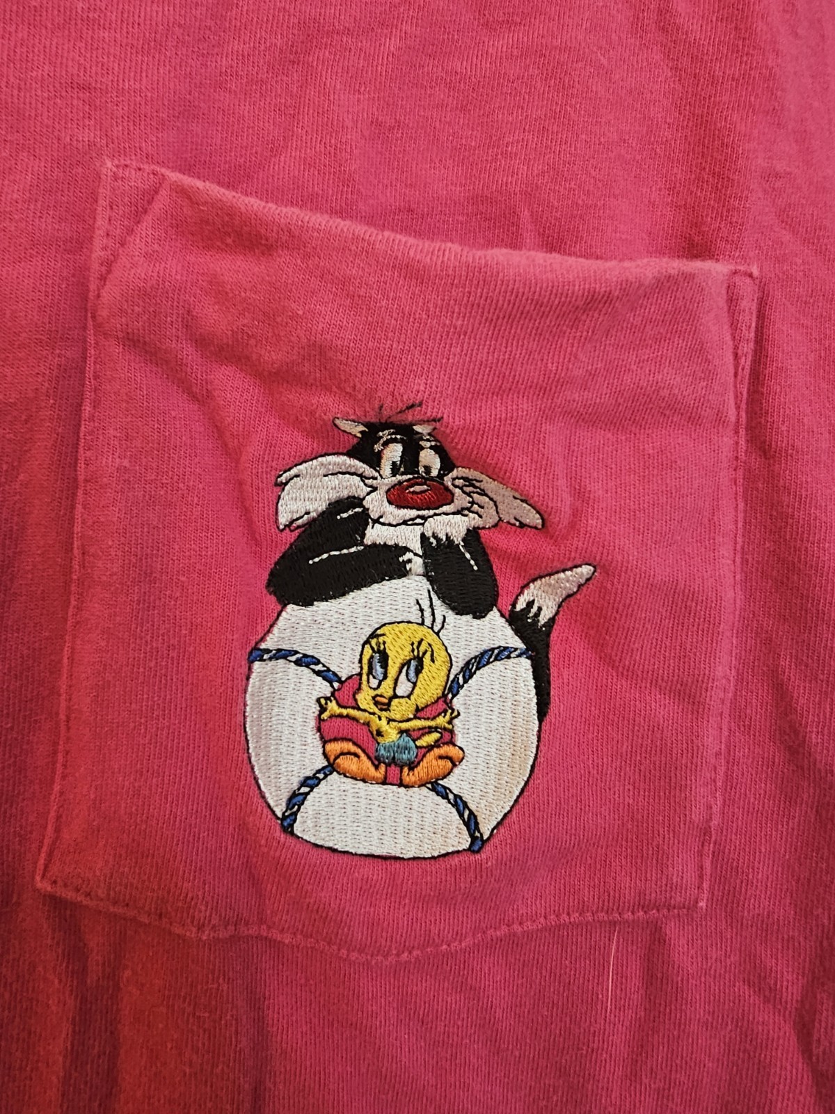 Acme Clothing Co Looney Tunes Sylvester & Tweety Pink Pocket Tee M