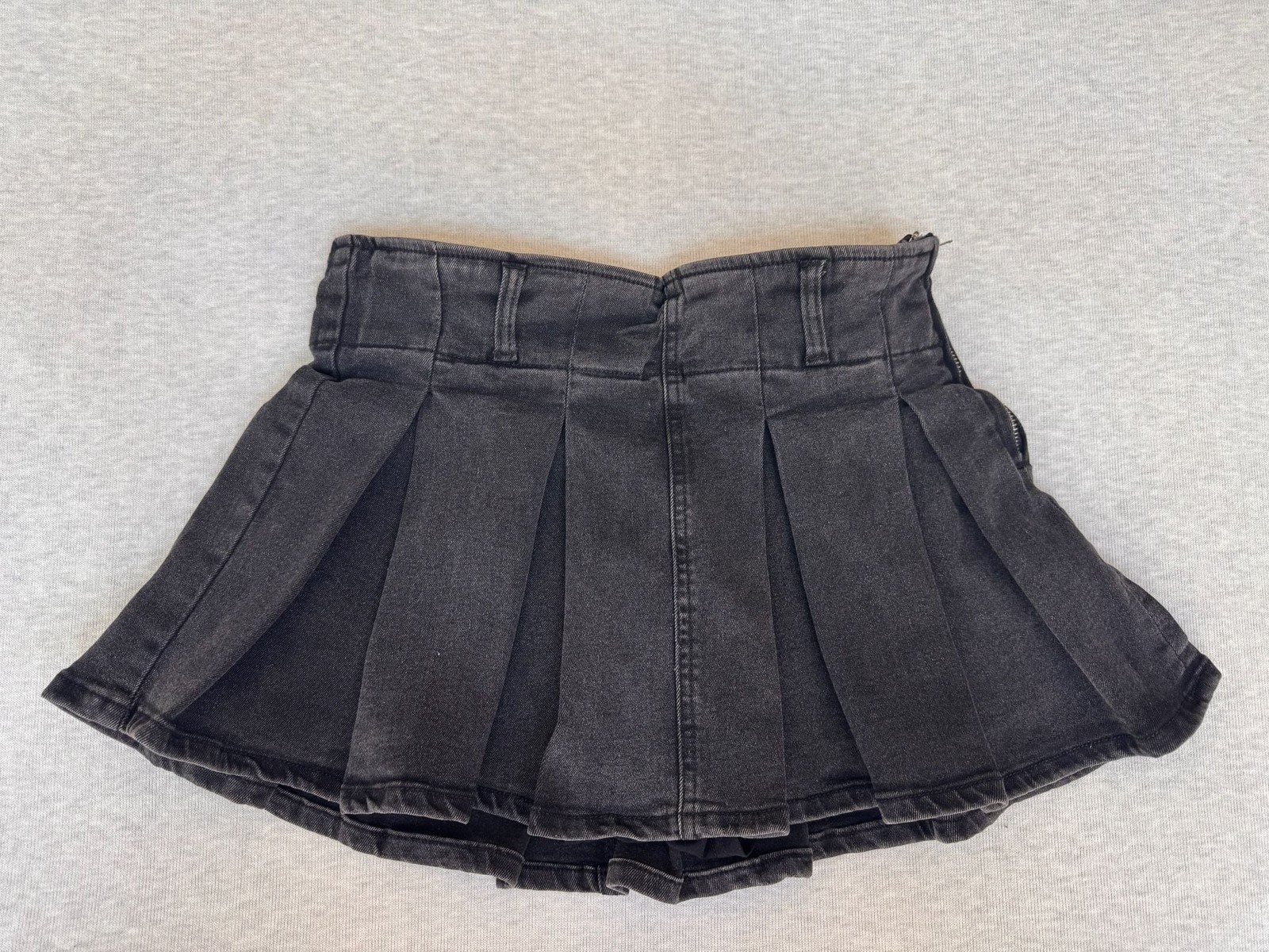 JFORJUSTIFY Black Denim Pleated Mini Skirt Skort