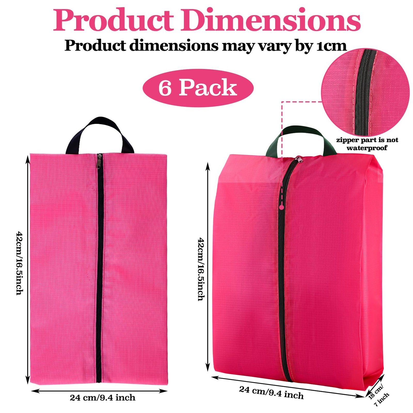 Enjamyo 6 Pcs Travel Shoe Bags Set with Zipper and Handle, 36*27, colorful