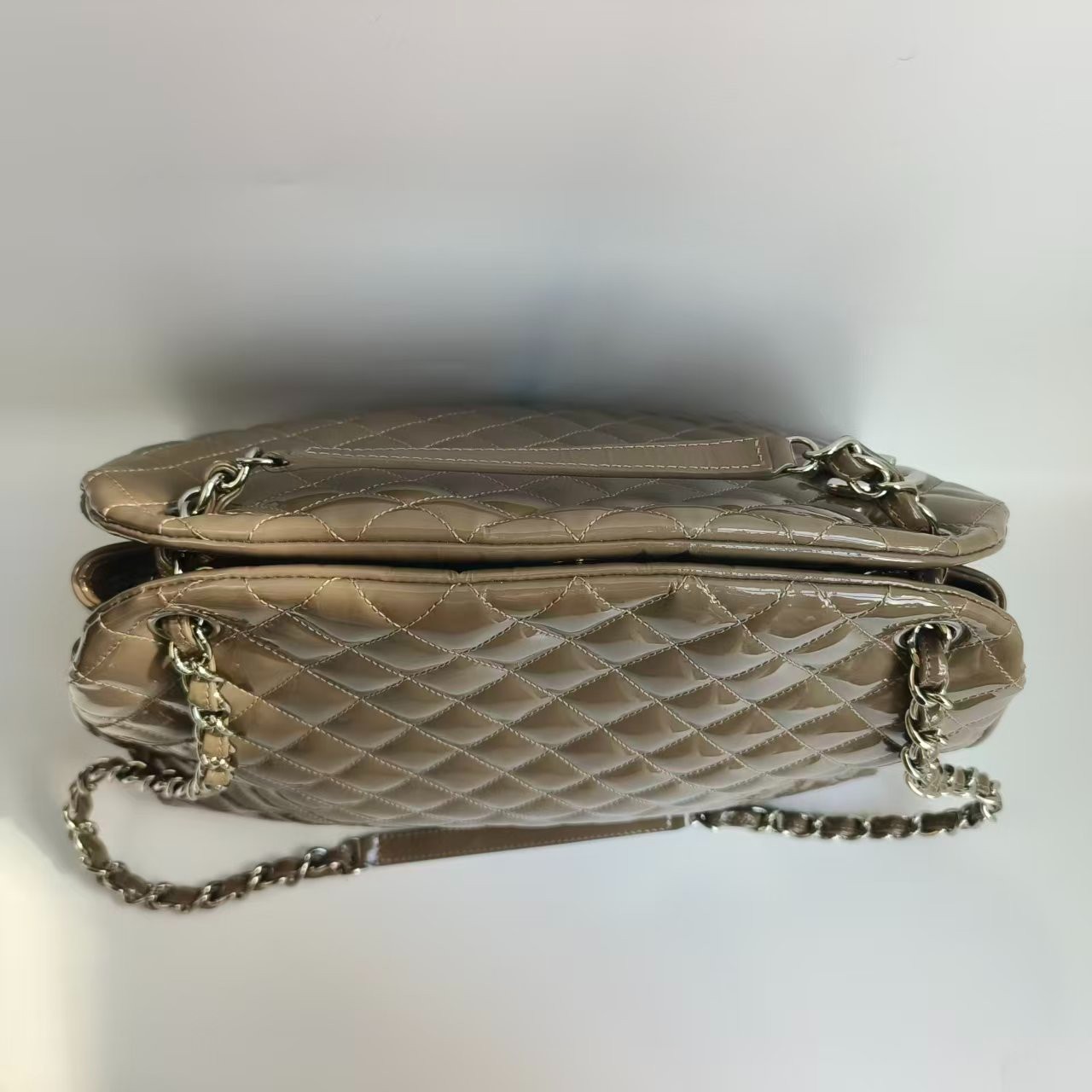 Chanel Jumbo Classic Quilted Patent Leather Shopping Tote Bag