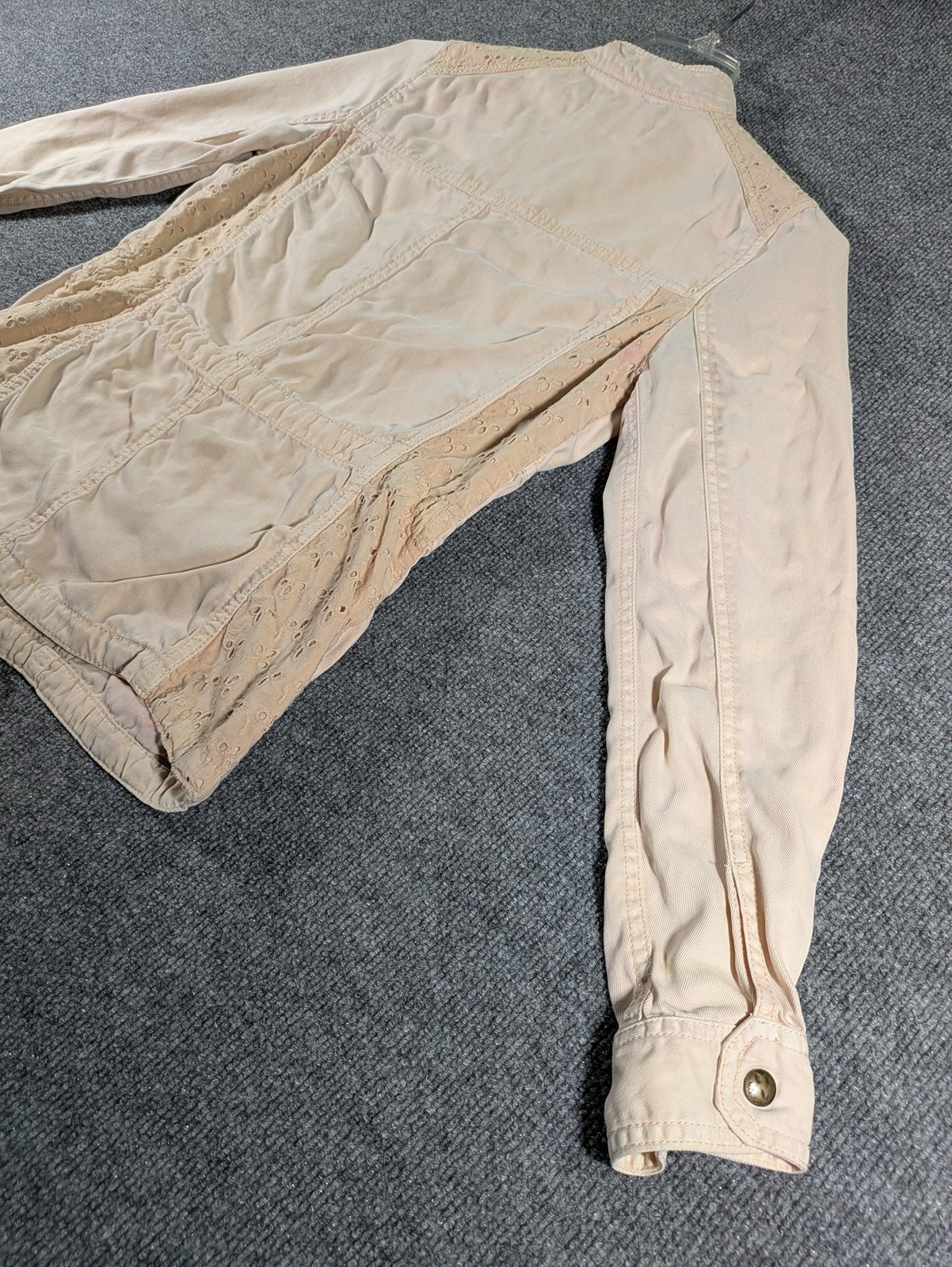 Max Jeans Jacket Women’s Small Khaki Military Utility Drawstring Lightweight