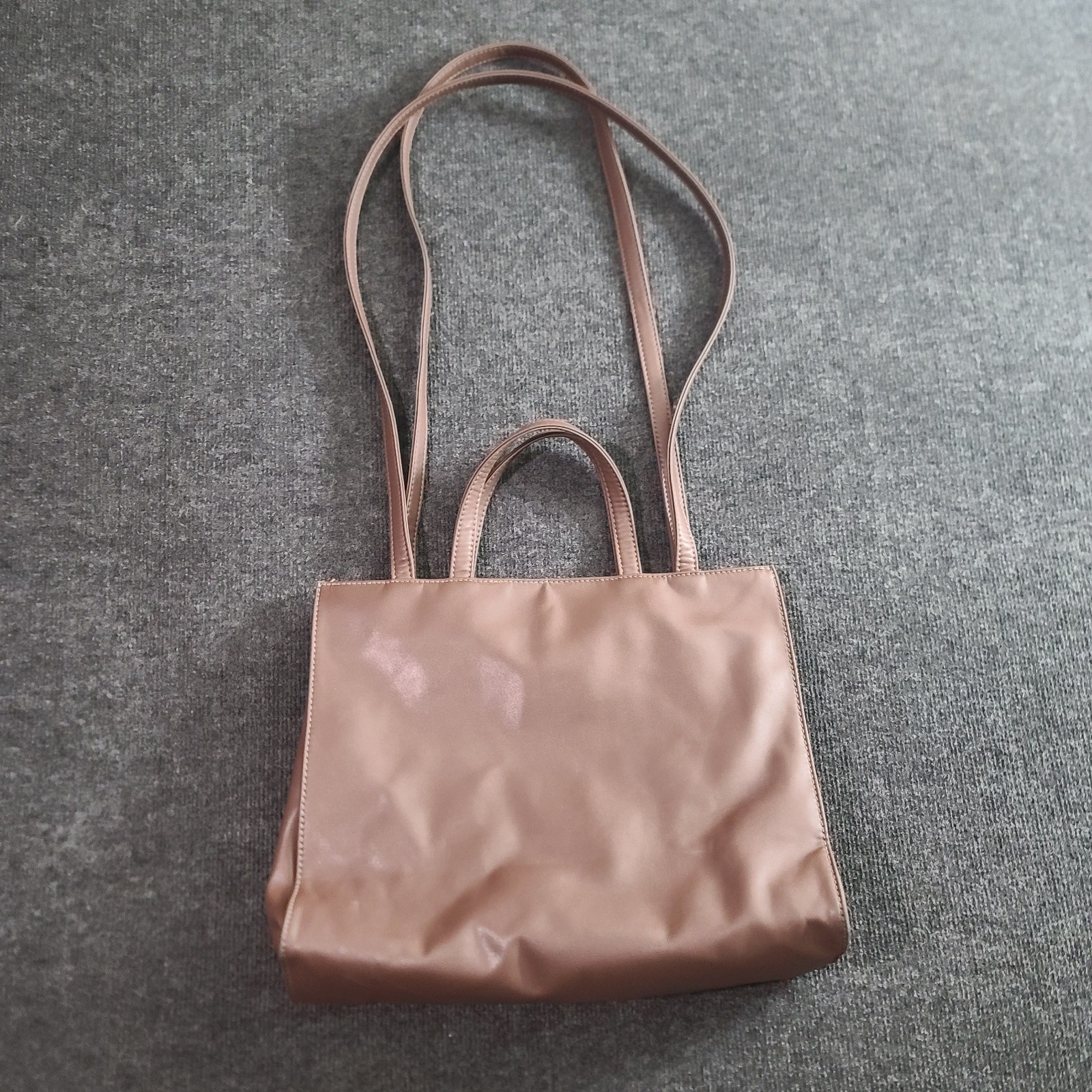 Telfar Medium Shopping Bag Chocolate Vegan Leather Unisex Tote Purse Logo