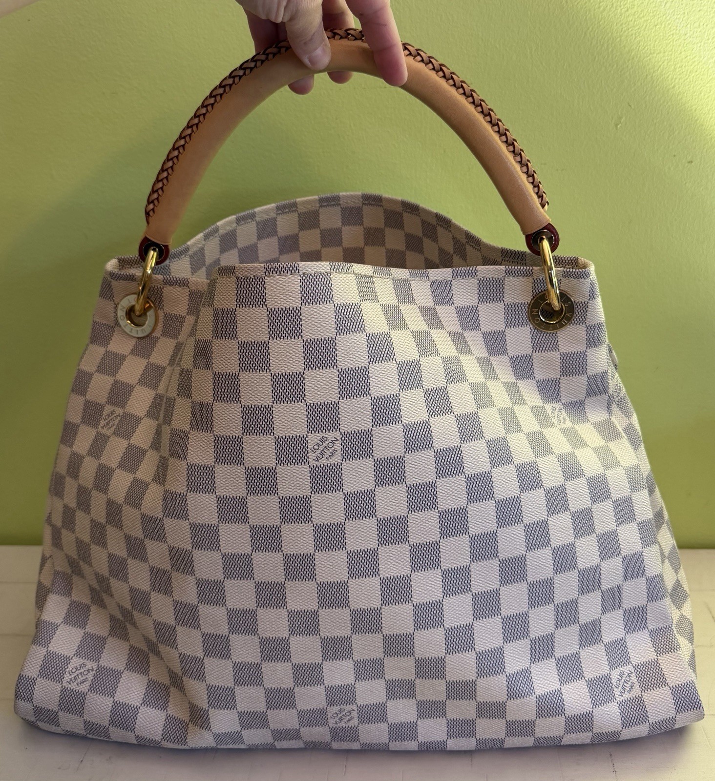 Louis Vuitton Artsy Braided MM Damier Azur Hobo Shoulder Handbag
