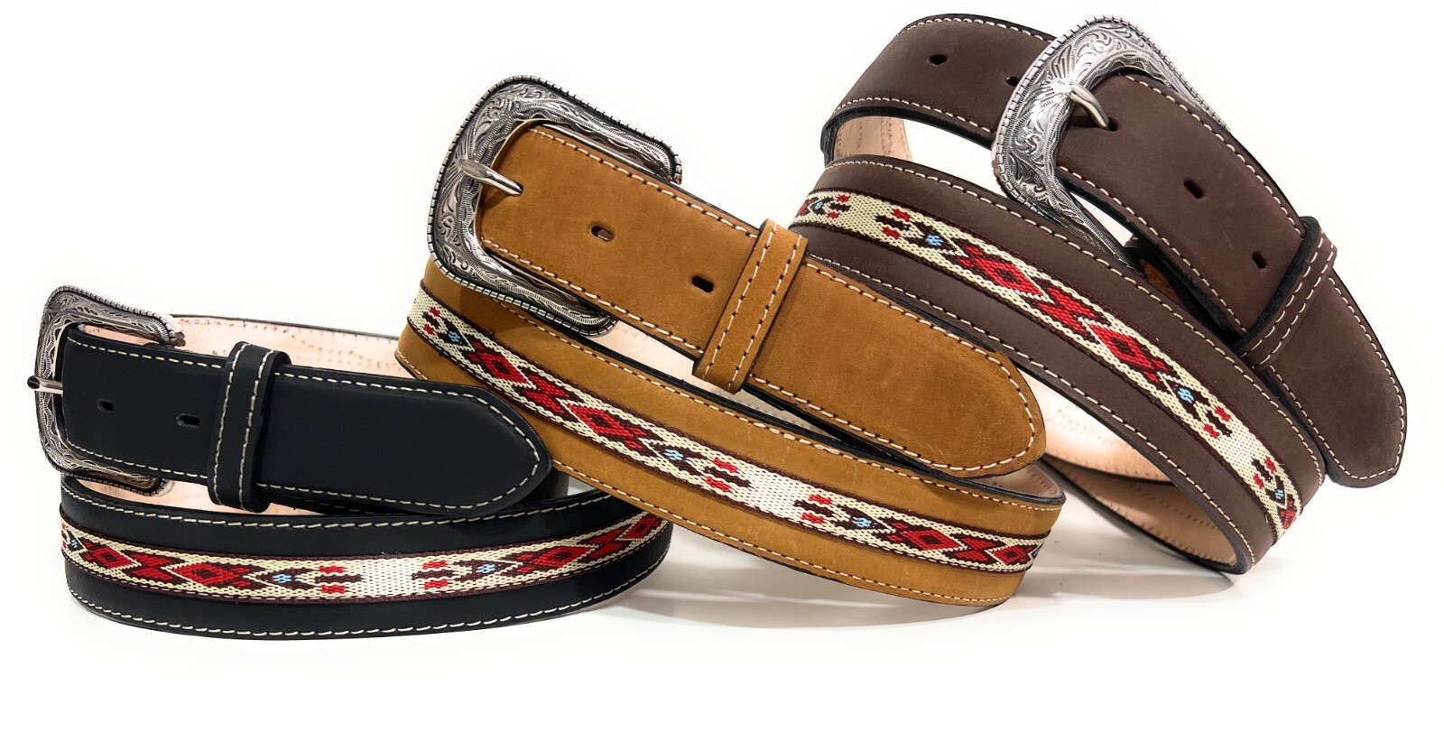 MEN’S WESTERN LEATHER BELT. SADDLE HORSE SOUTHWESTERN STYLE COWBOY RODEO BELT