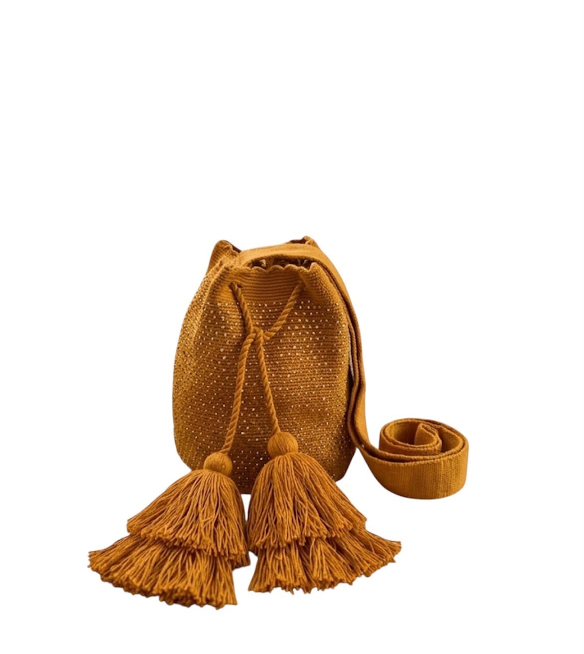 Wayuu Bag with Hand-Applied Crystals Burnt Orange Boho Chic Luxe Artisan Handbag