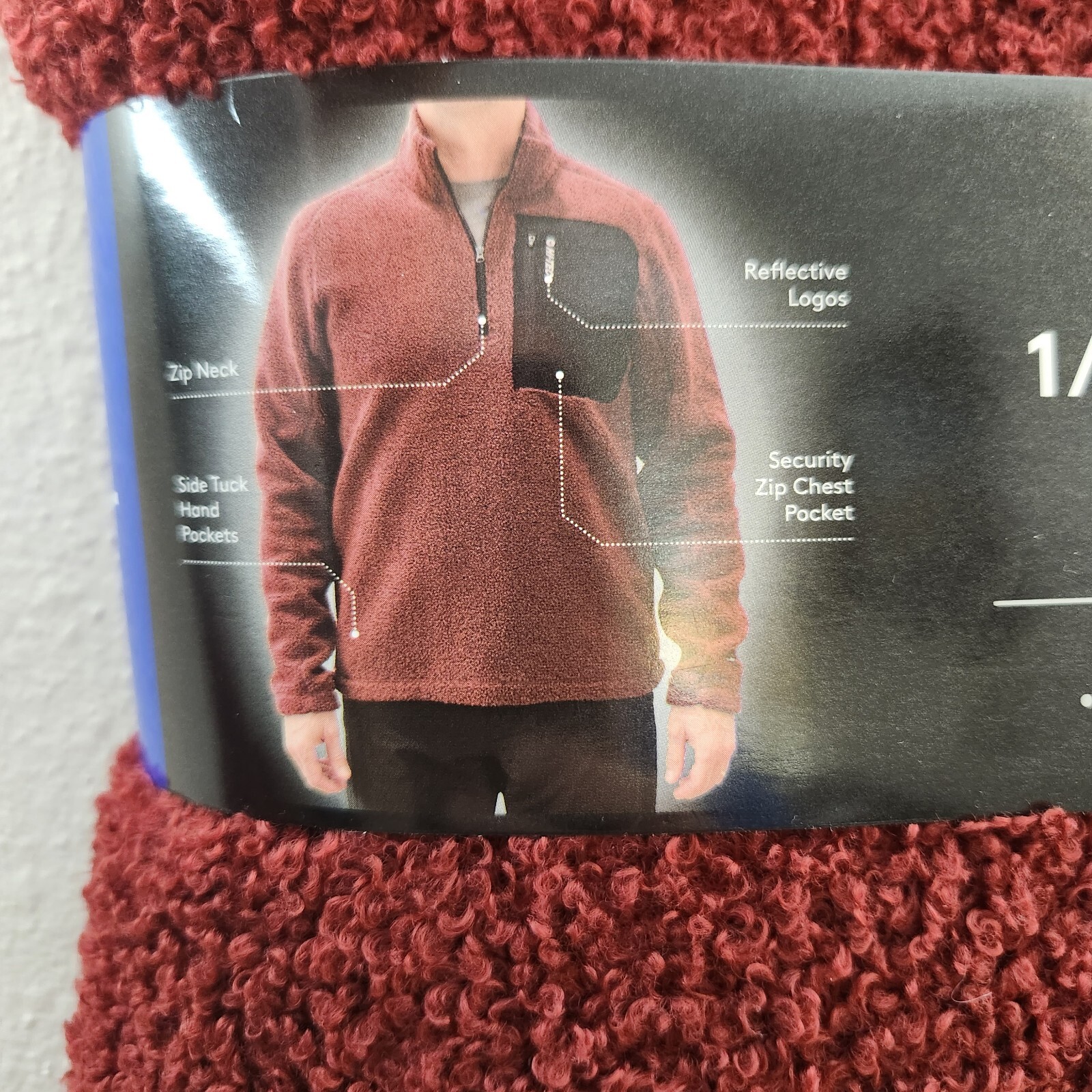 HI-TEC Thermo Fleece 1/4 Zip Pullover Sweater Mens Large Dark Red Breathable NWT