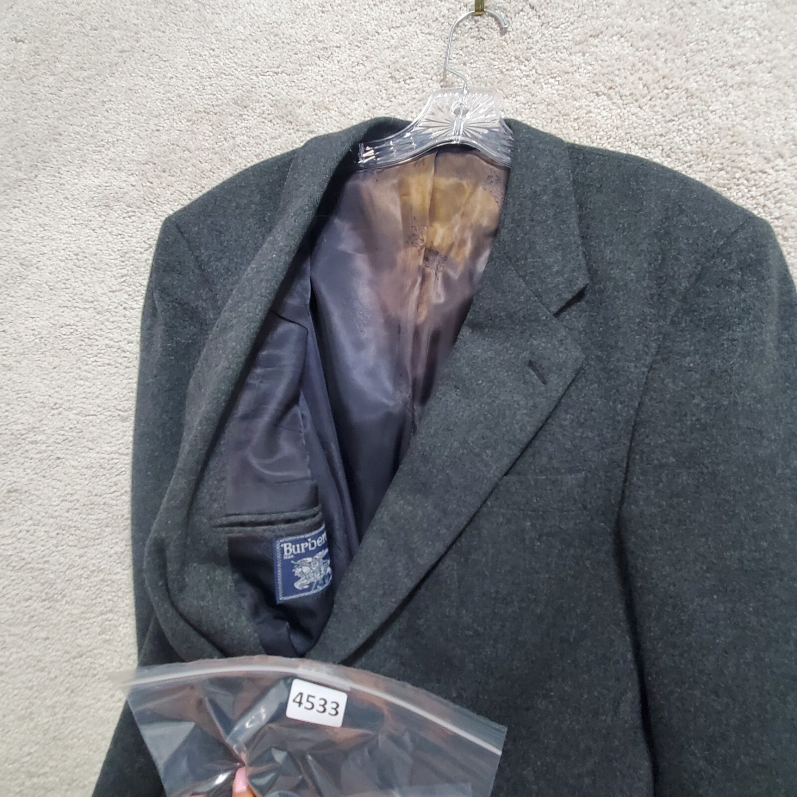 Burberry Nordstrom Blazer Jacket Men’s 44 Gray 100% Camel Hair Single Breasted
