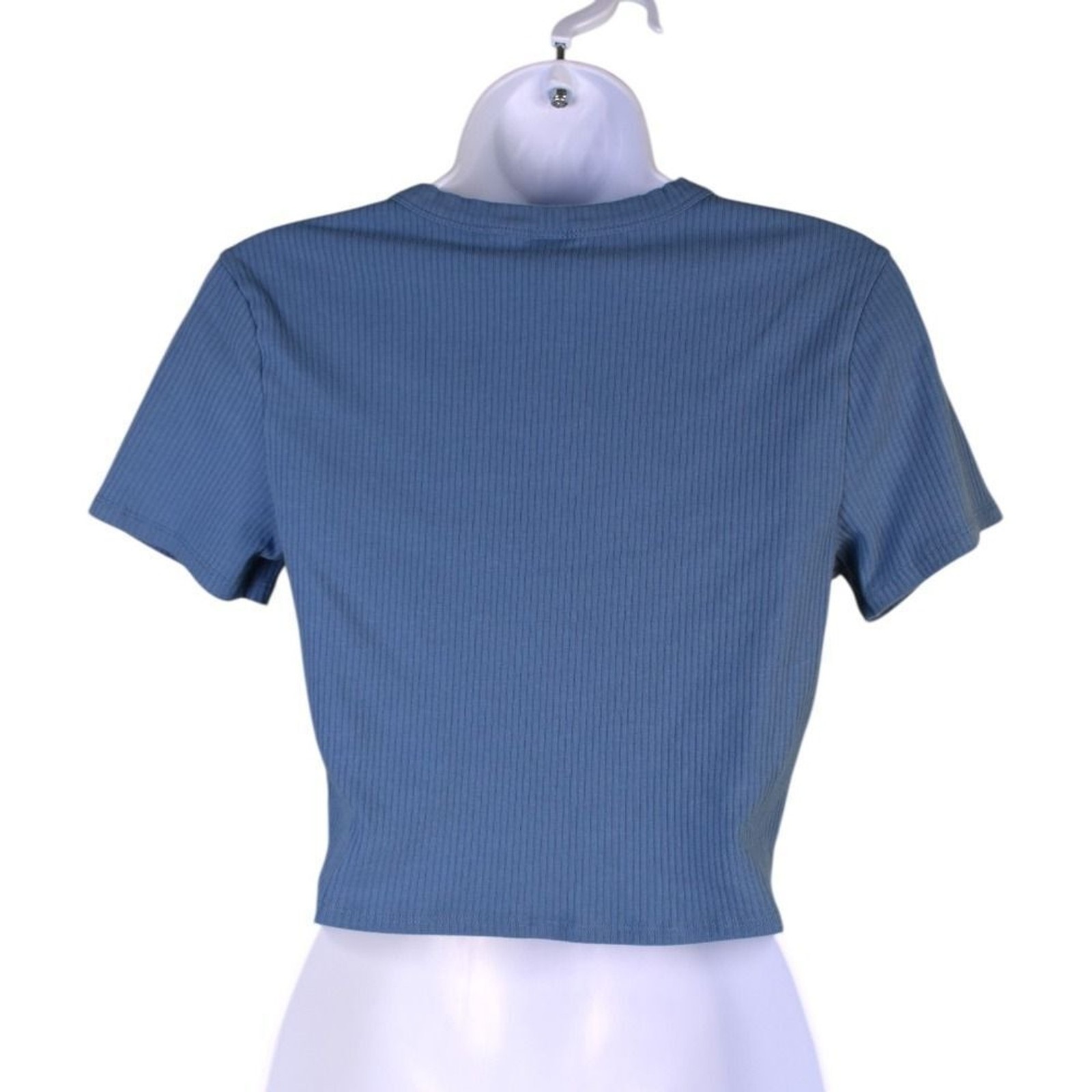 JoyLab Blue Ribbed Crop Top Tee Short Sleeve Activewear Medium Casual