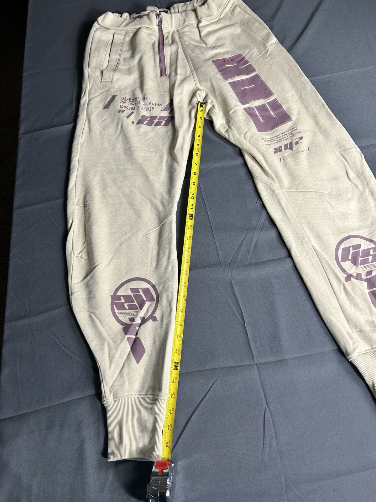 G-Star RAW Men’s Jogger Pants M Regular Beige/Purple Cotton Graphic Drawstring