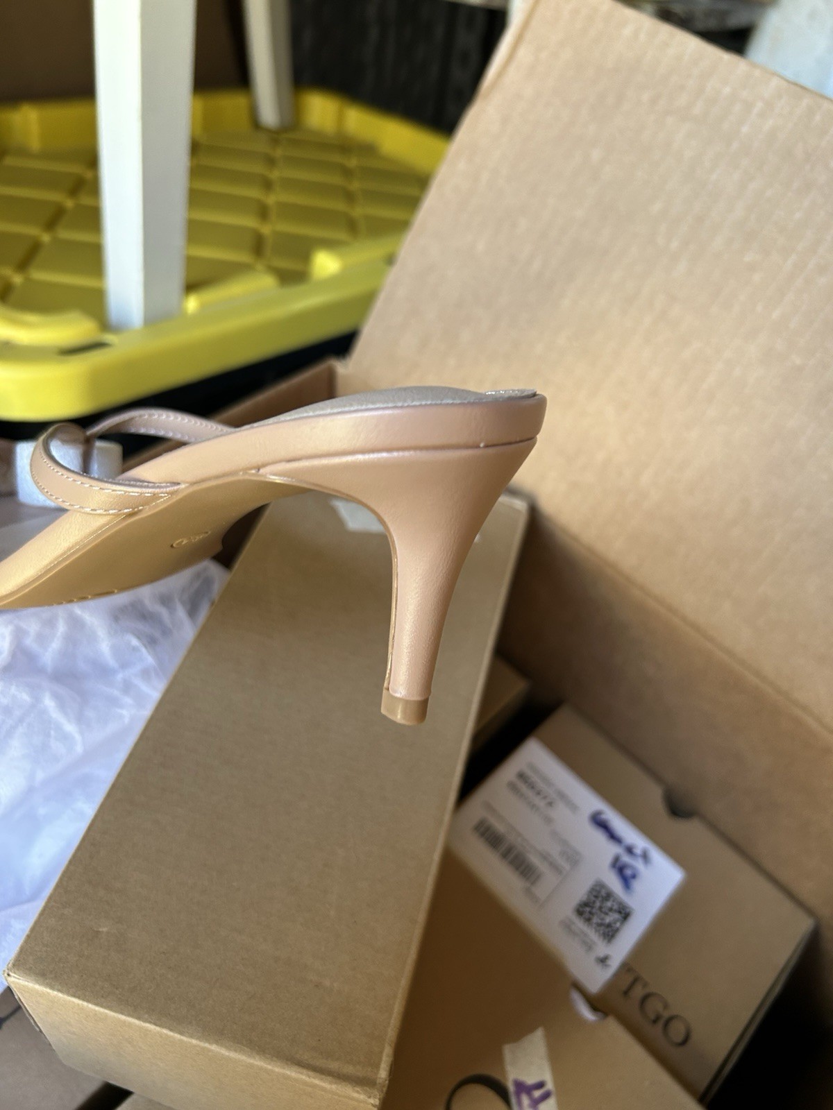 Coutgo Women’s Beige Open Toe Slingback Stiletto Heel Slip-On Strap US 8.5