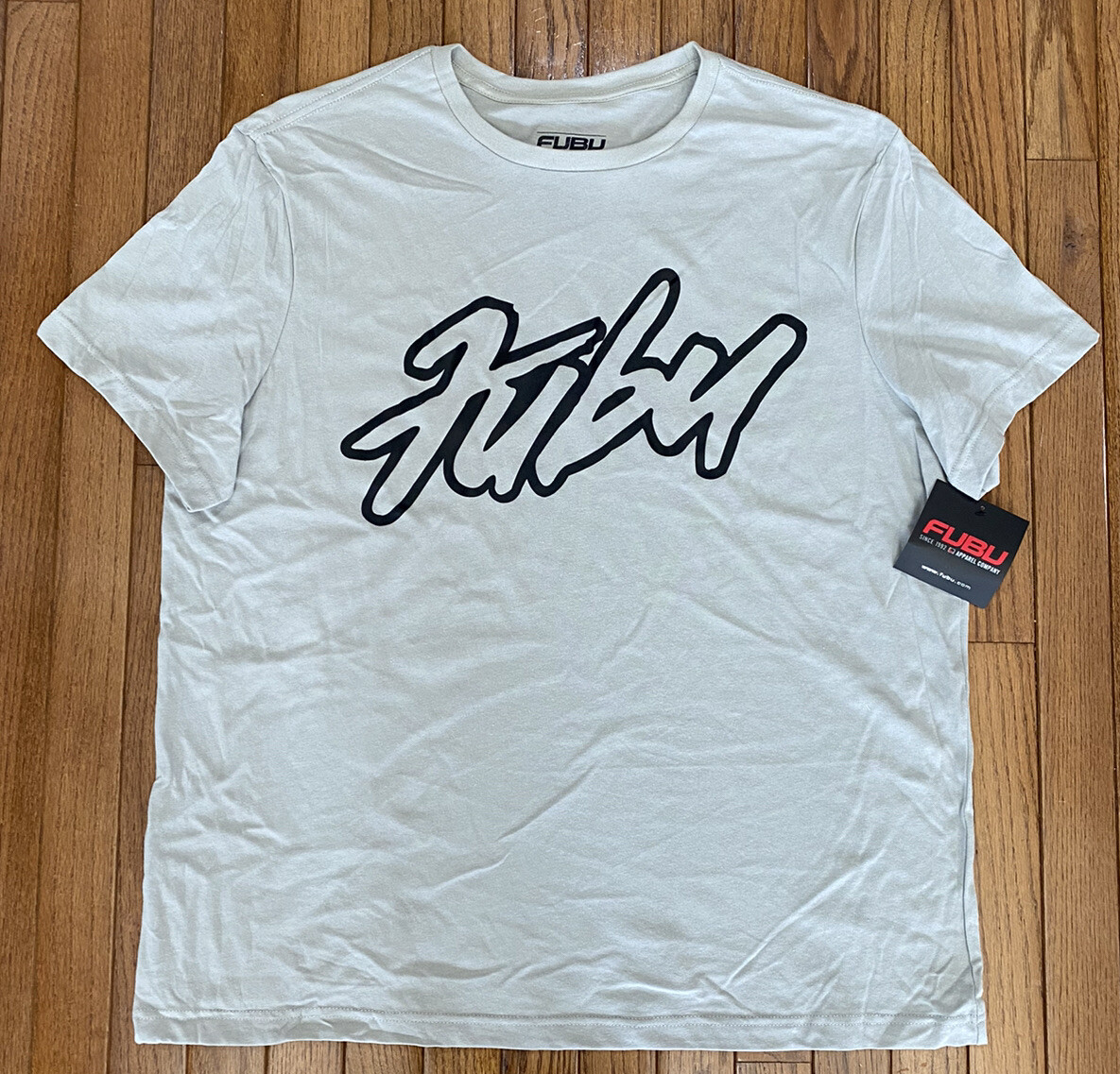 New FUBU Men’s Gray Short Sleeve Logo T-Shirt Tee Crew Neck Size XL (46-48)