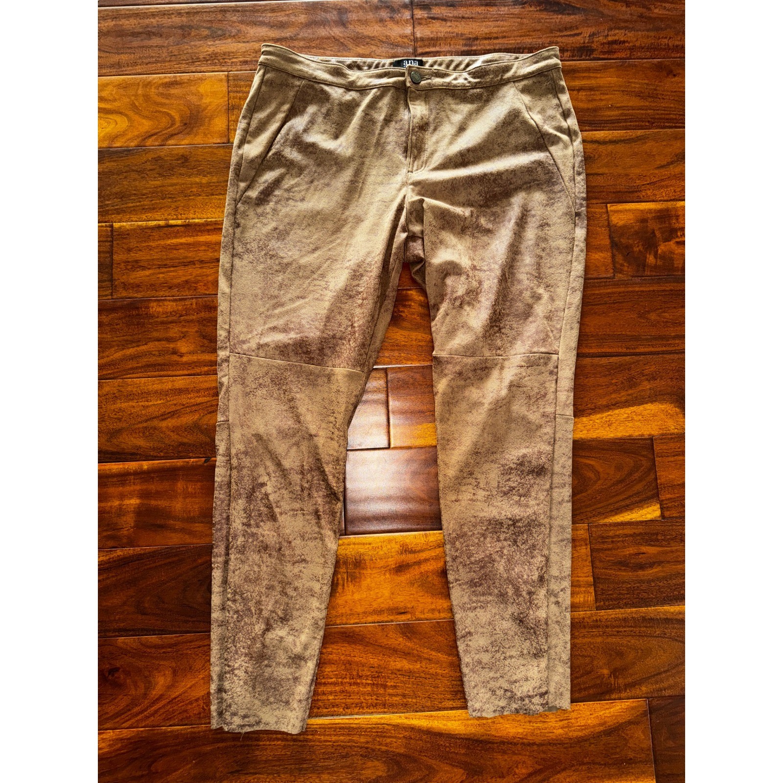 a.n.a Faux Suede Leggings Womens 16 Brown Distressed Slim Tapered Pants Oman
