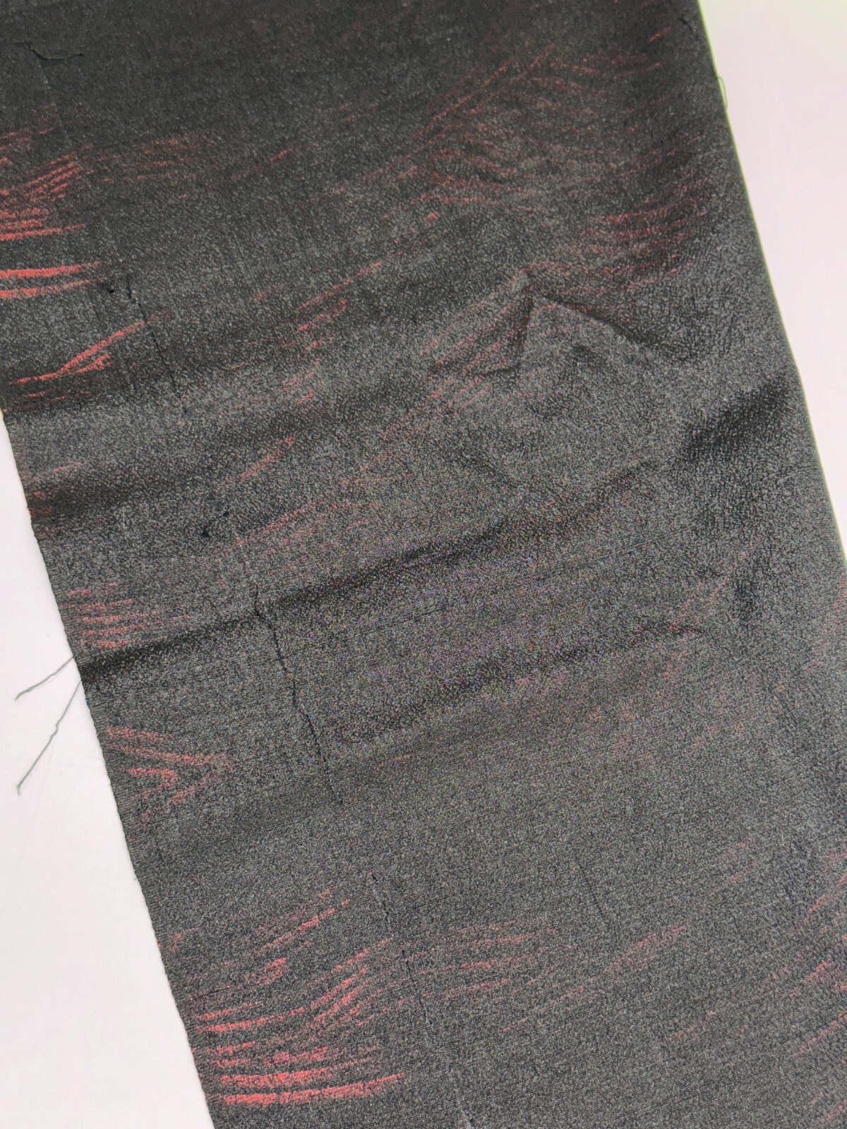 Japanese Vintage Kimono Fabric cloth Boro silk Red Black Tradition Dirt 57×7.4in