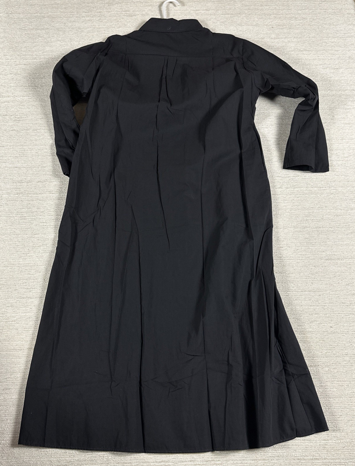 100% Cotton Duster Maxi Shirt Dress Button Front Pockets Minimalist Utility XL