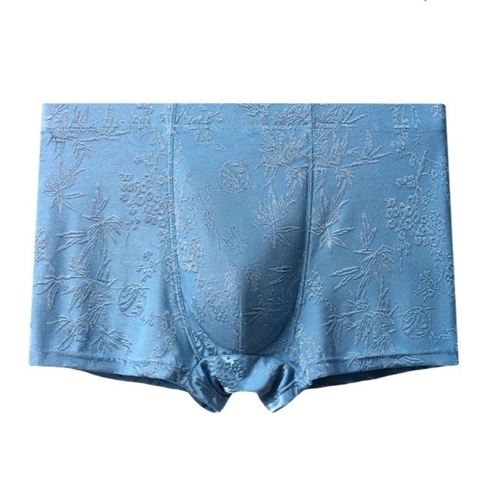 Men Ice Silk Jacquard Solid Boxer Shorts Middle Waist Underpants L-4XL
