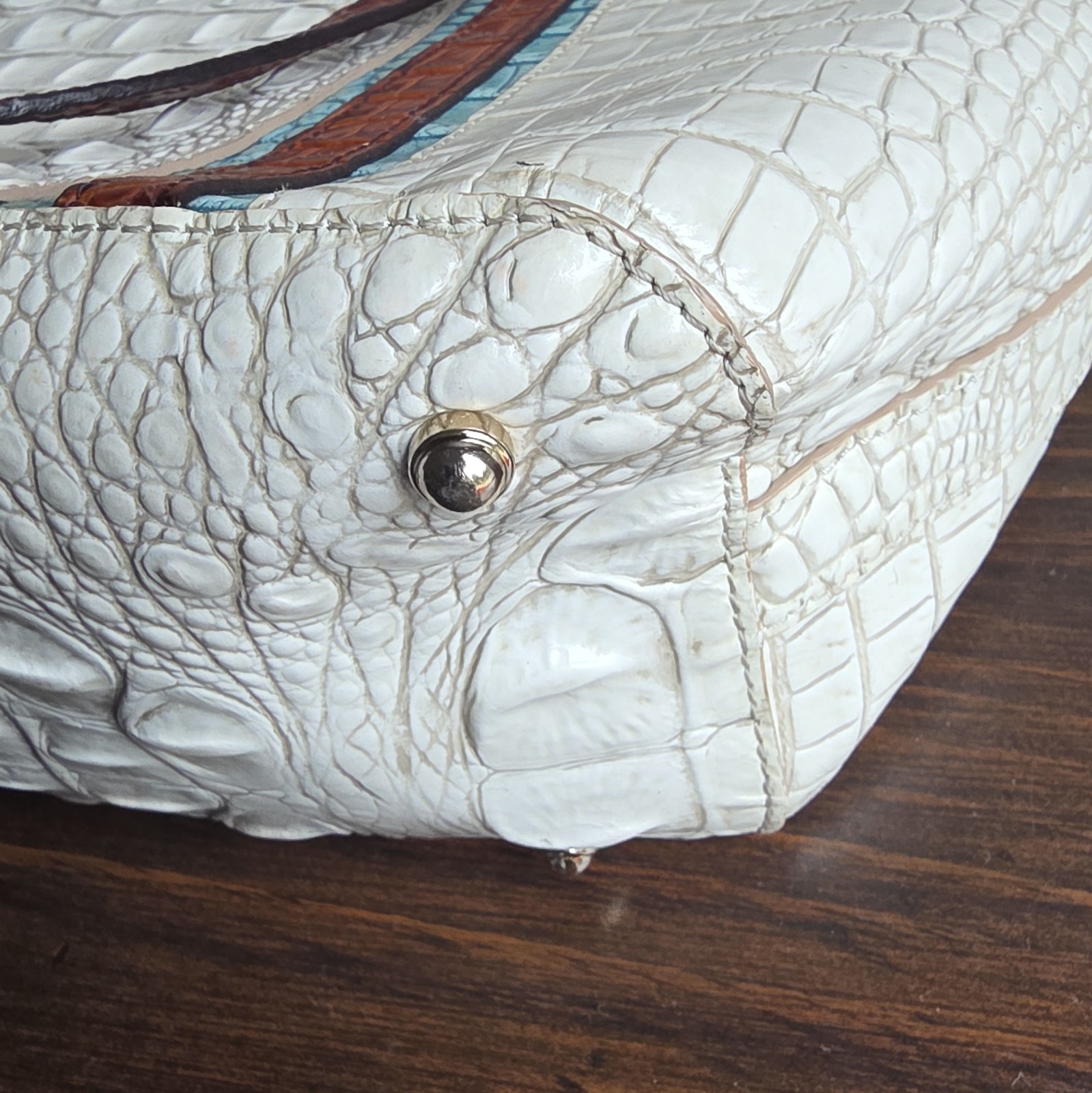 Brahmin Medium Asher Tote Coconut Soraya Melbourne Leather Rare Crocodile White
