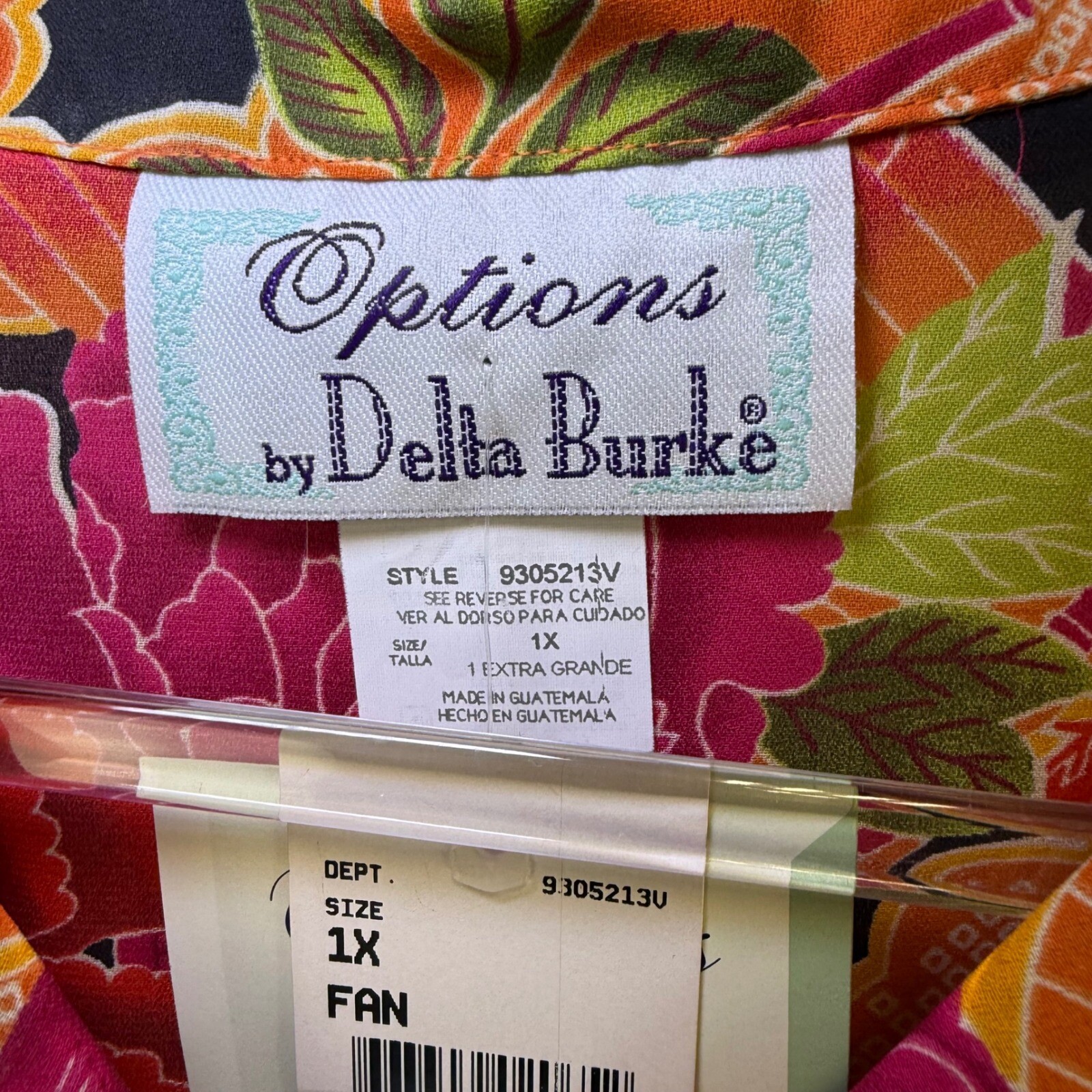 Options by Delta Burke Floral Button Down Blouse Size 1X Tropical Resortwear NEW