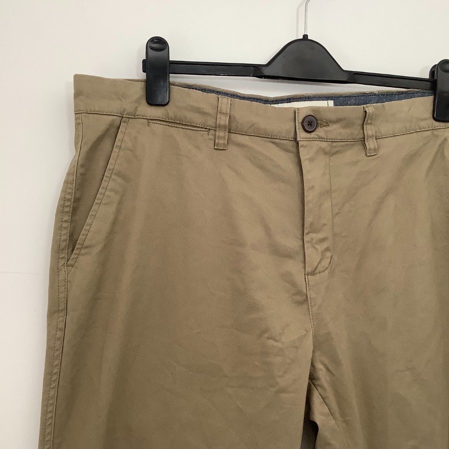 George Khaki Cotton Trousers 36w 32l Regular Leg Sand 97% Cotton 3% Elastane