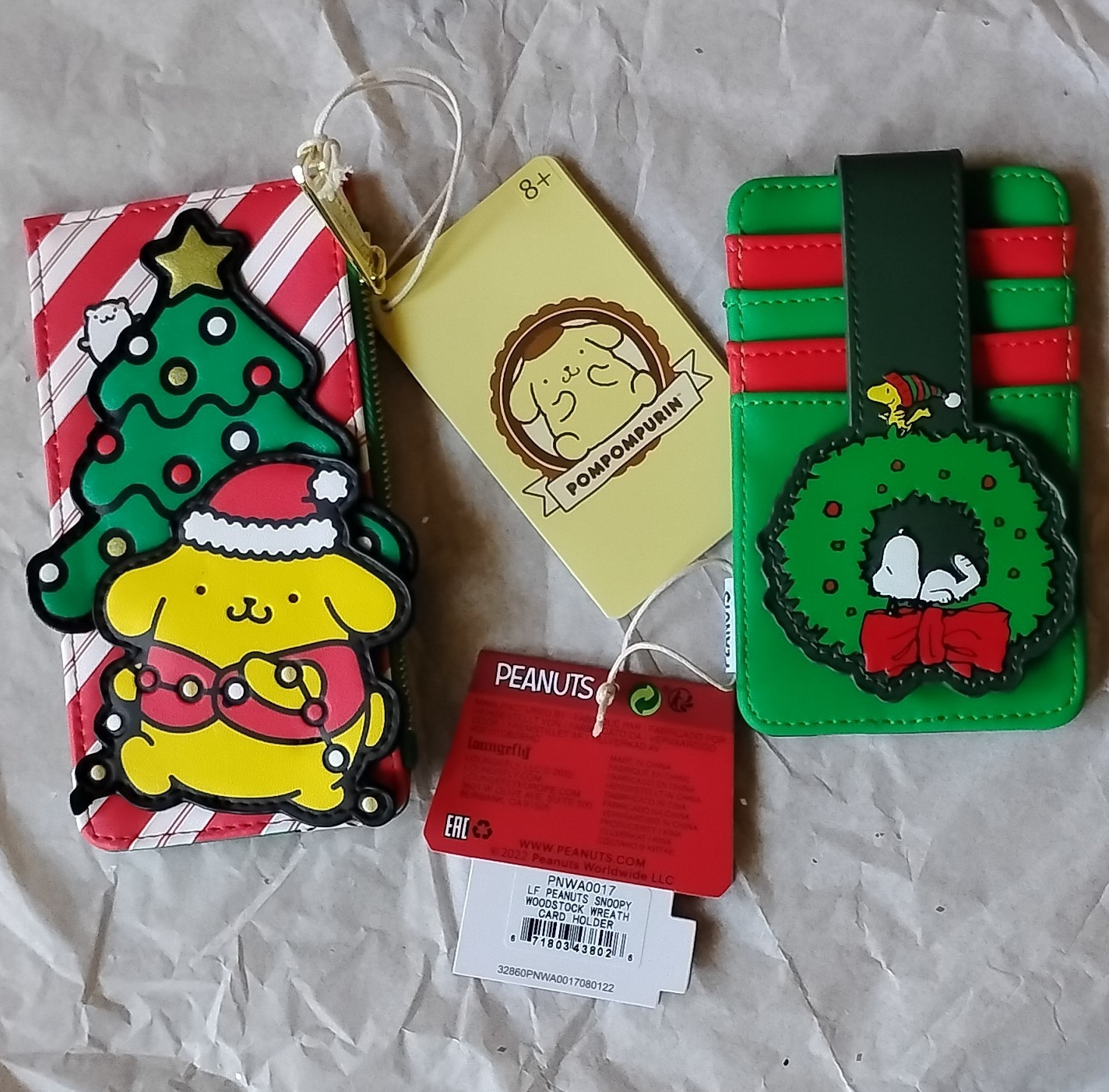 Loungefly Pompompurin Snoopy Woodstock Holiday Zipper Cardholder ID Holder