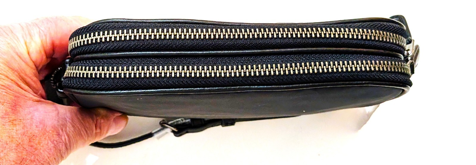 NWT Coach Logo Black Nylon Zippered 2 Section Crossbody Bag 4.75″ x8.75″x 1.75″