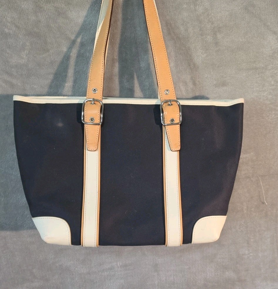 VTG Coach 2001 Hampton Navy Blue Mini Canvas Tote Style #7740