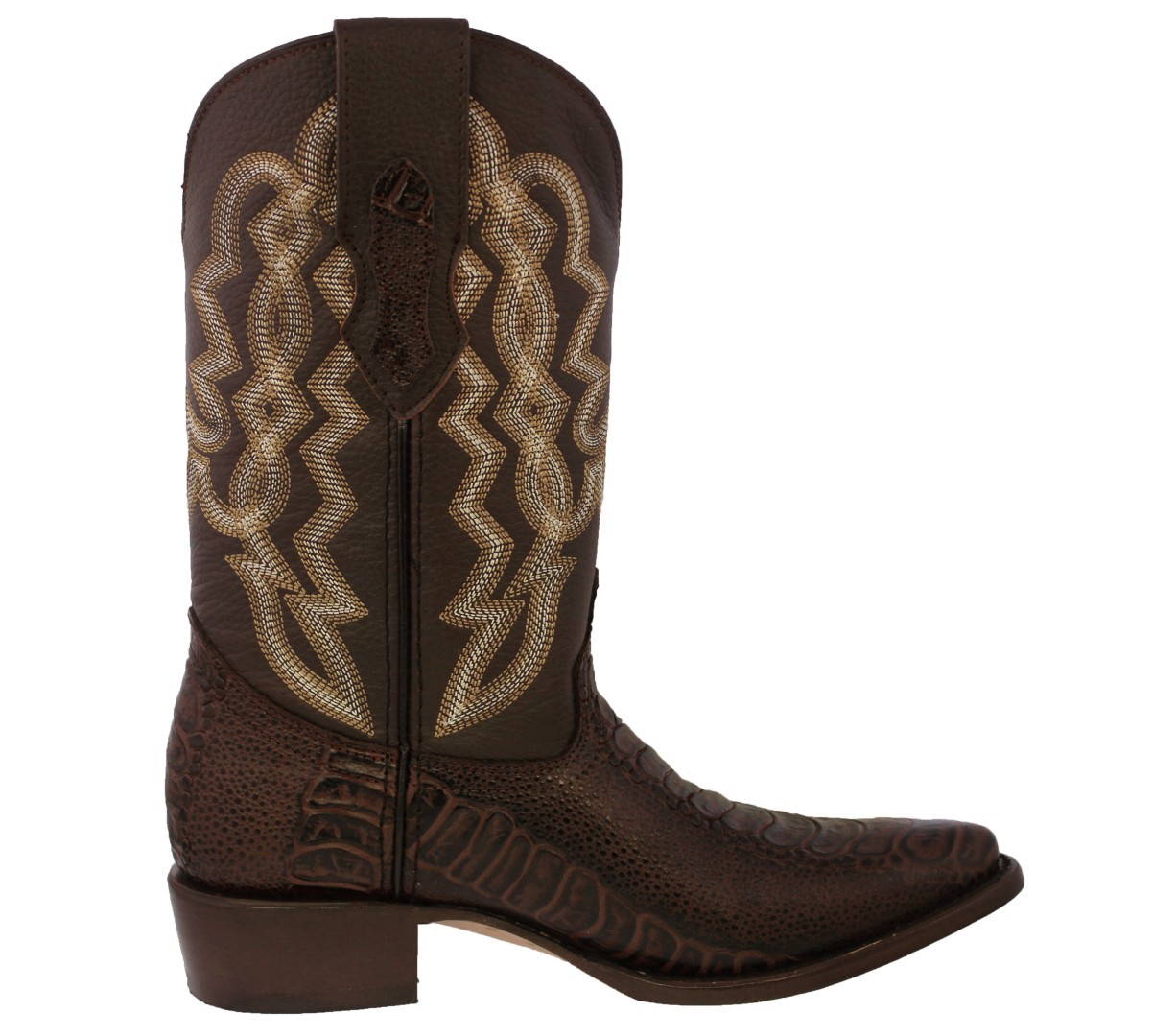 Mens Brown Rodeo Cowboy Boots Ostrich Foot Leg Print Leather Western Wear J Toe