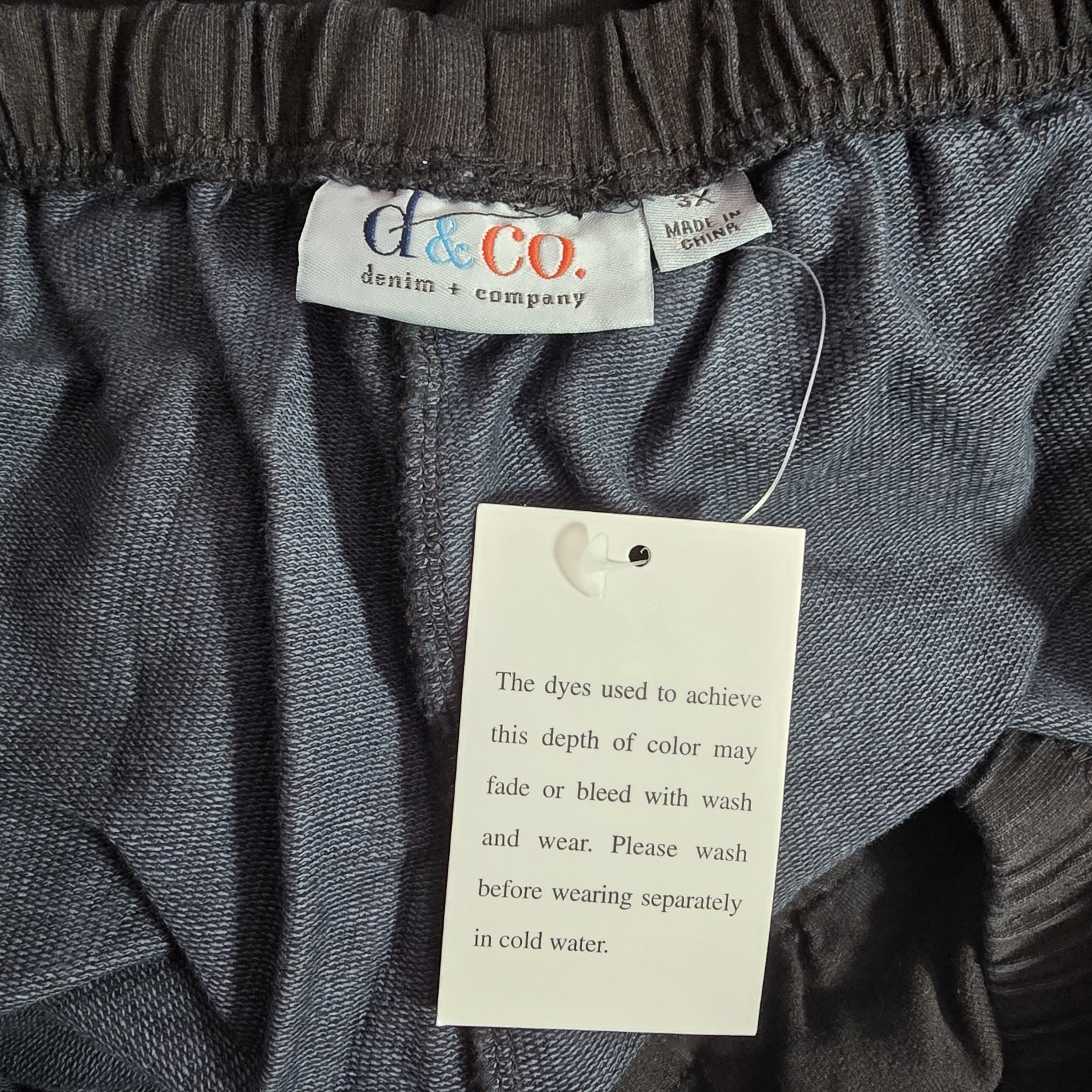 D&CO Women’s 3X Pants Solid Black Cotton Casual Elastic Waist Pull on Comfort
