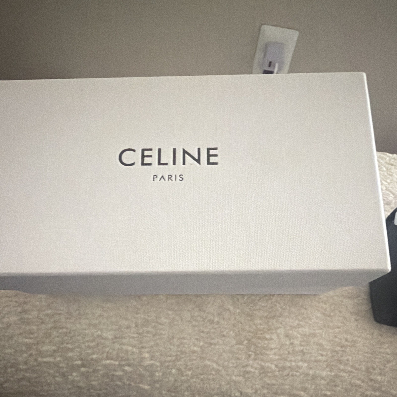 CELINE Women’s Oversized Oval Sunglasses Black Frame/Black Tinted Lens Logo