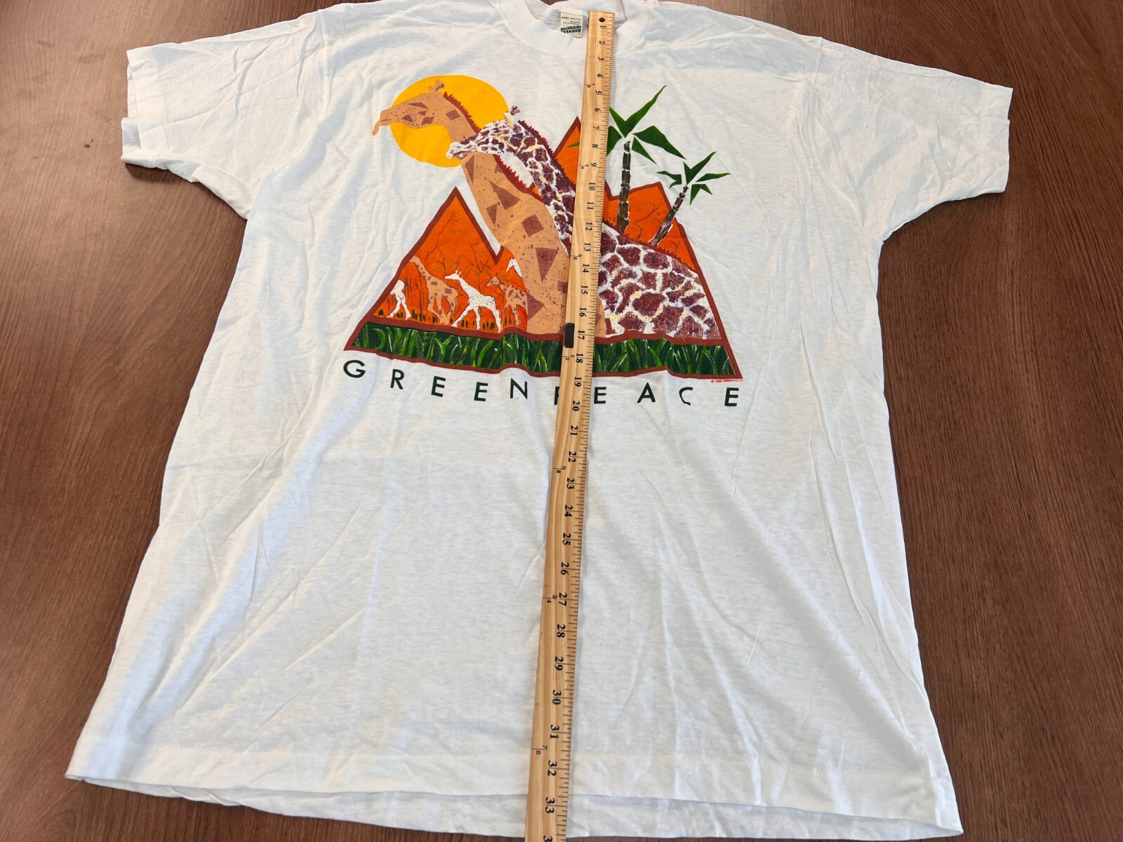 GREENPEACE GIRAFFE 1988 T SHIRT SINGLE STITCH VINTAGE DEADSTOCK 3XL SCREEN STARS
