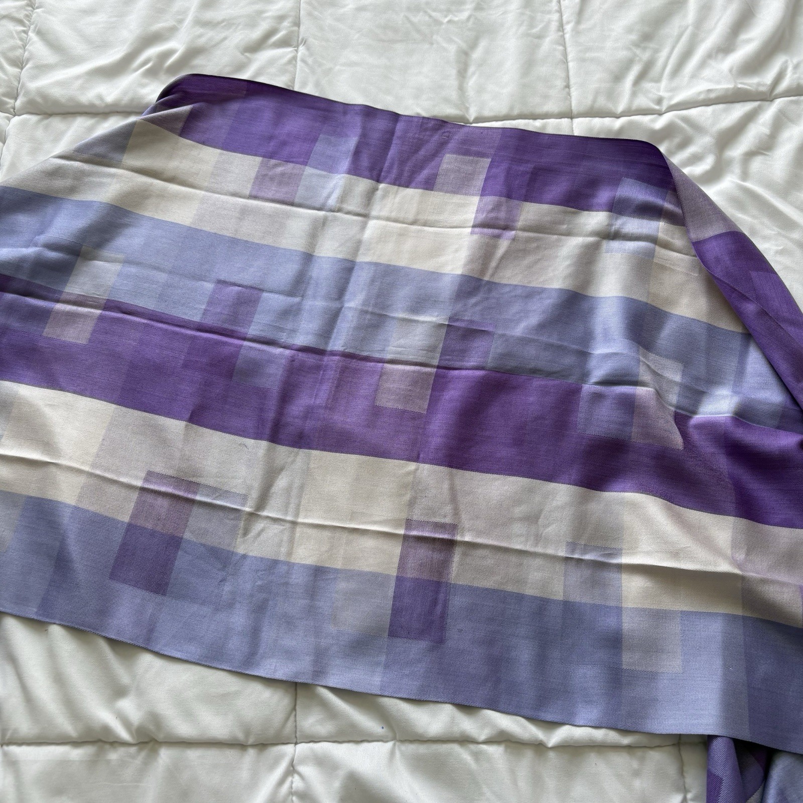 Vintage Purple Plaid 100% Silk Rectangle Scarf 22.5×75 Quiet Luxury Whimsy Fairy