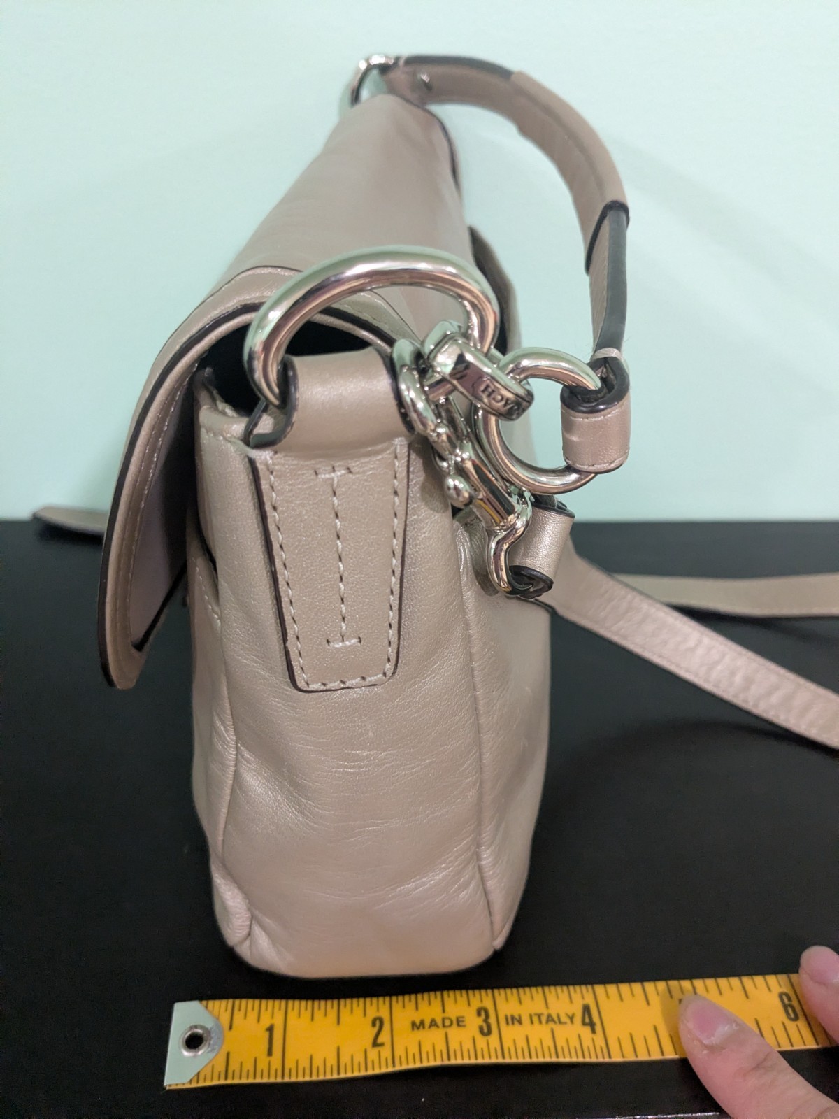 Coach Metallic Champagne Gold Taylor Leather Flap Shoulder Crossbody F25206 2013