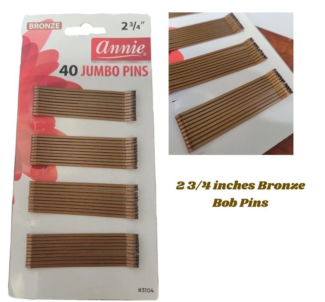 Annie 2 3/4” Bobby Pins Bronze Hair jumbo Pins Bob Pins 40 Pack