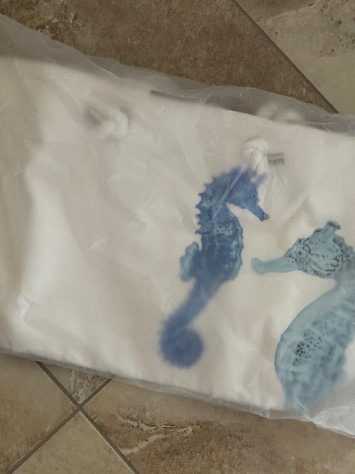*RARE* NWT Pottery Barn ~BLUE SEAHORSE~ CANVAS BEACH TOTE Bag ~COASTAL~ OCEAN