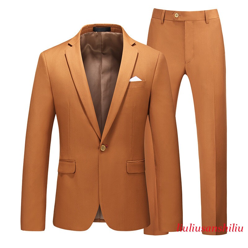 Men’s One Button Formal Suits 2pcs Blazer Jacket Pants Slim Party Grooms Wedding