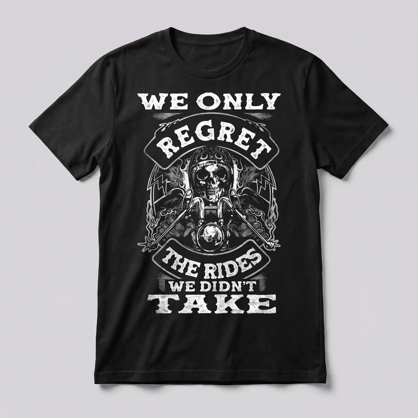 No Regrets Motorcycle Graphic T-Shirt Biker Rider Tee