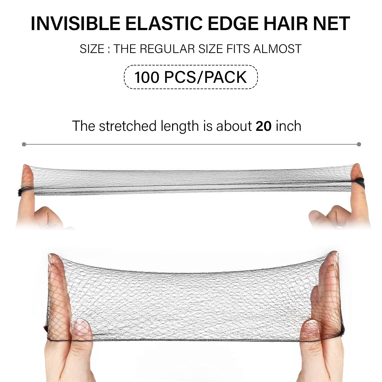 Hair Net 100 Pcs, 20 Inches Hair Nets Elasticity Invisible Elastic Mesh for F…