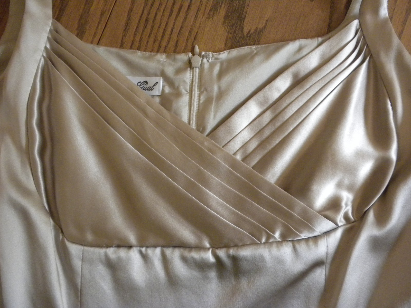 ANTONIO GUAL NWT Champagne Silk Dress Sleeveless Fully lined Size 12 Back Slit B