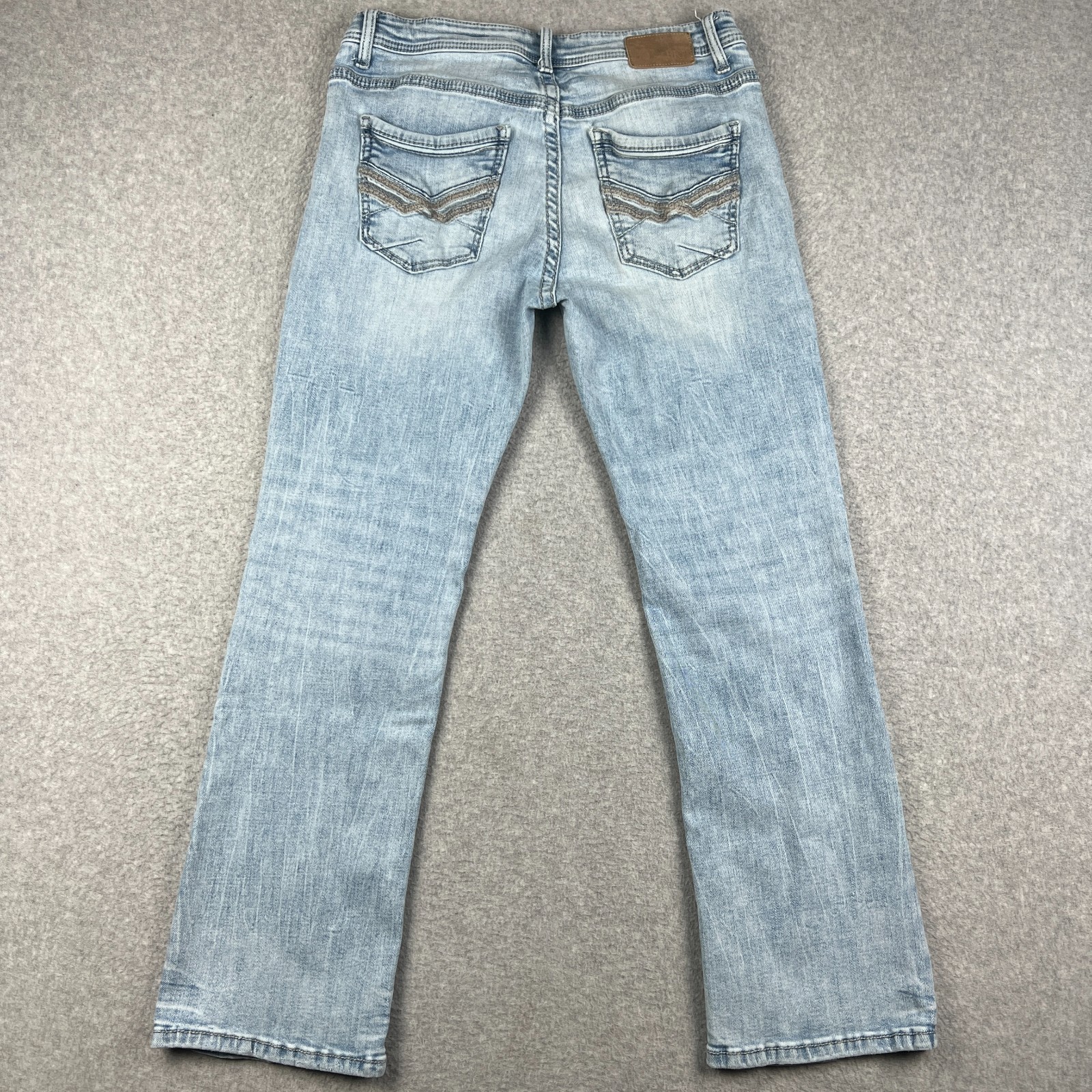 Buckle BKE Aiden Jeans Straight Stretch Denim Mens 33×30 Blue Pants Thick Stitch